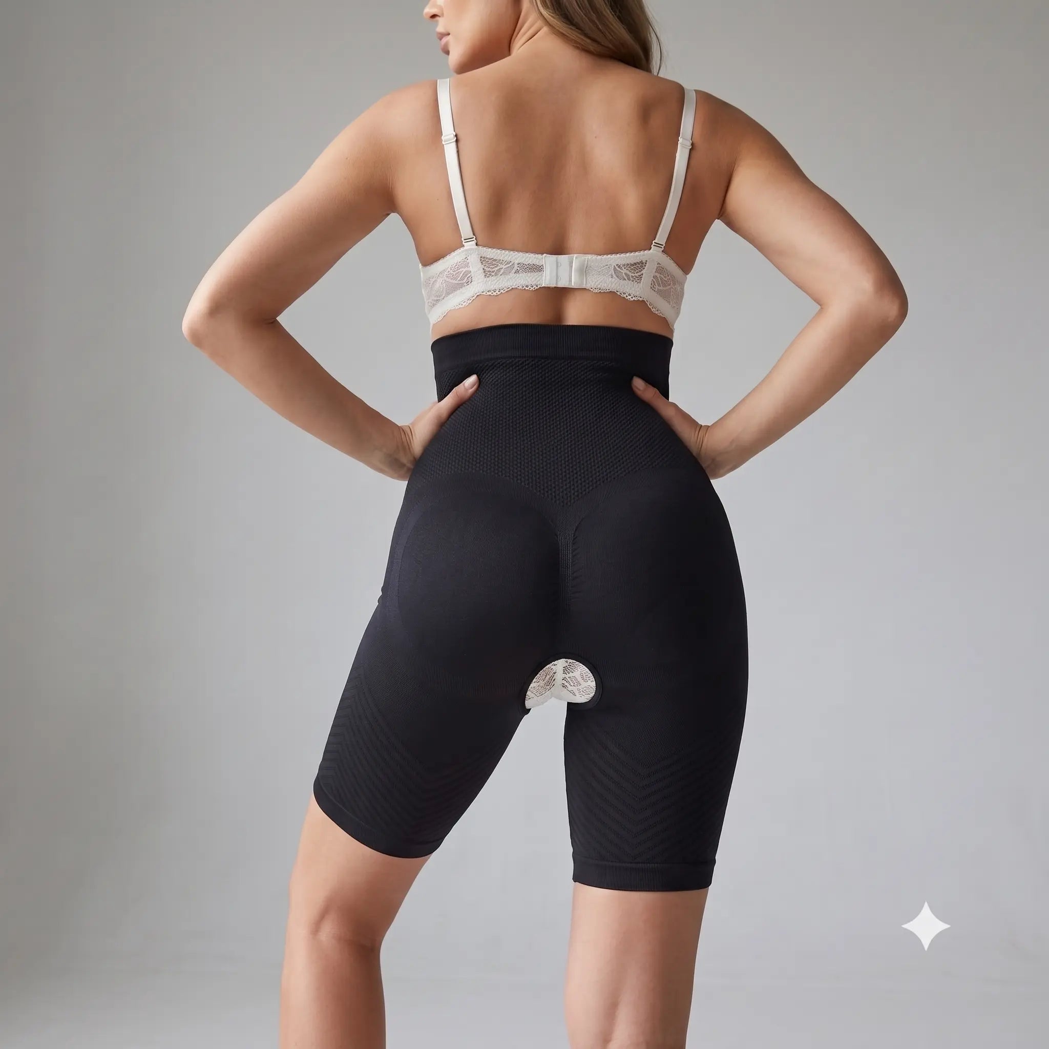 High Waist Tummy Flatter Women Shapewear With Peehole -Black