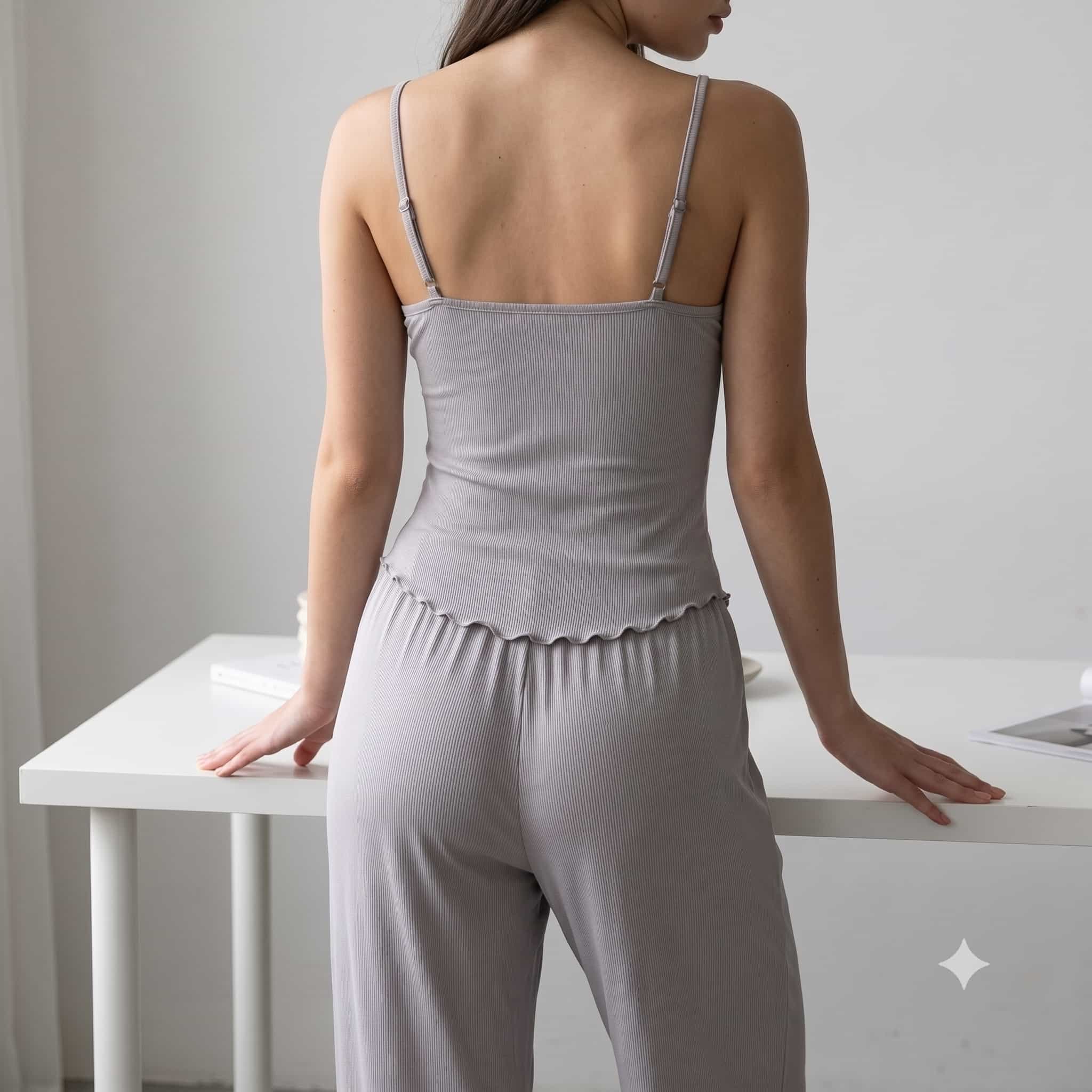 Silver Serenity Women Camisole Slipwear Pajama Set - Light Grey