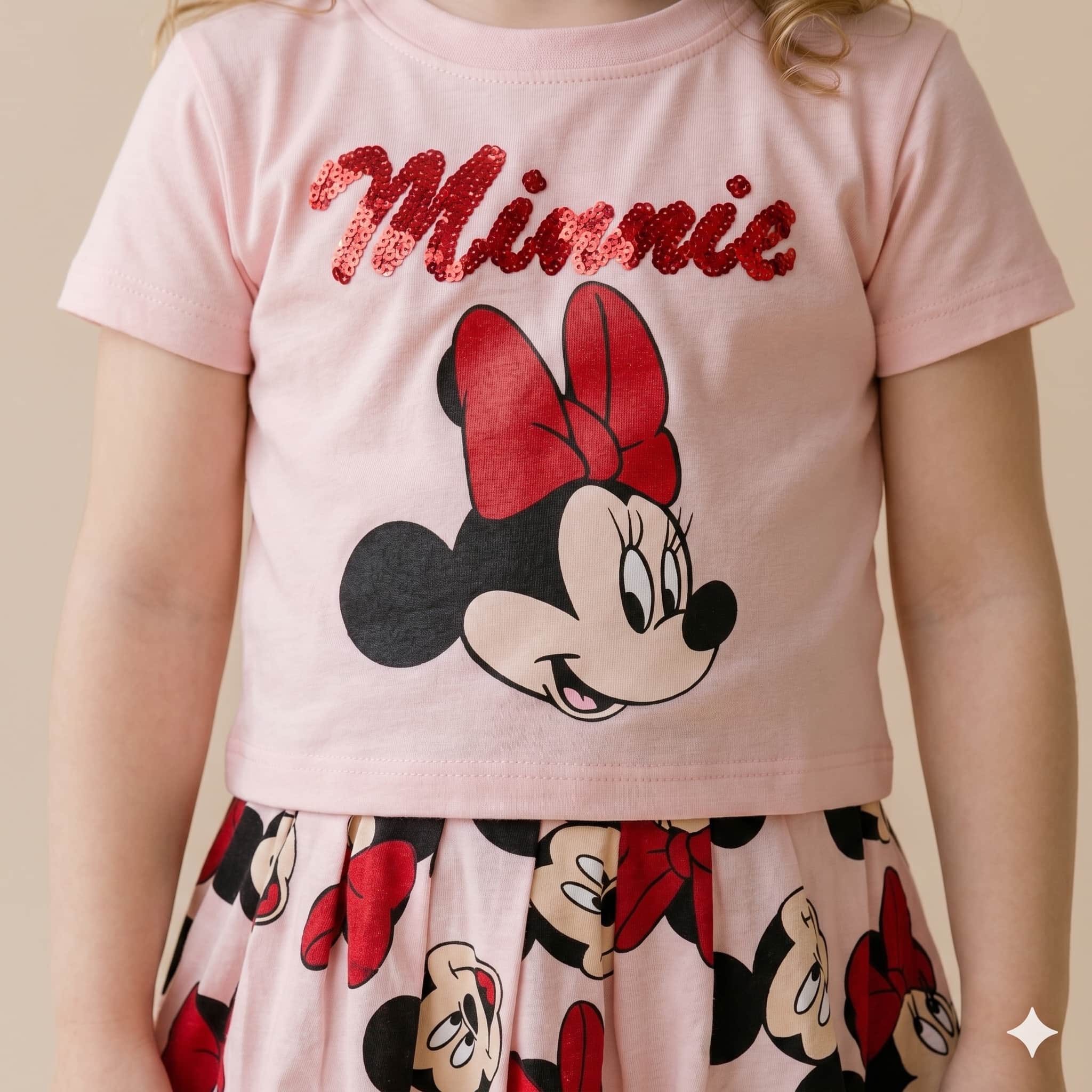 Minnie Mouse Girls Skirt Set - Pink