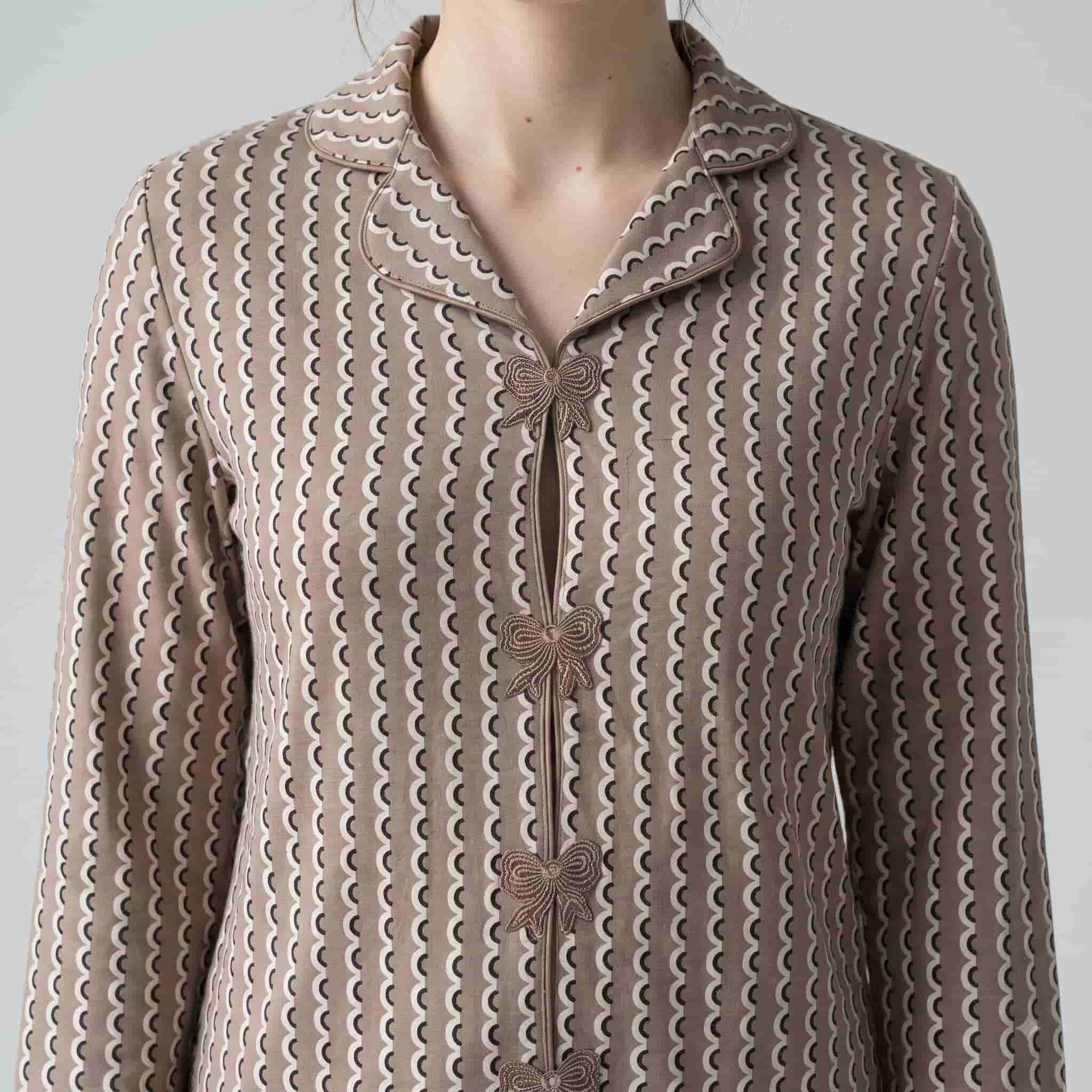 Mocha Crescent Women Full Sleeves Pajama Set - Mocha Brown