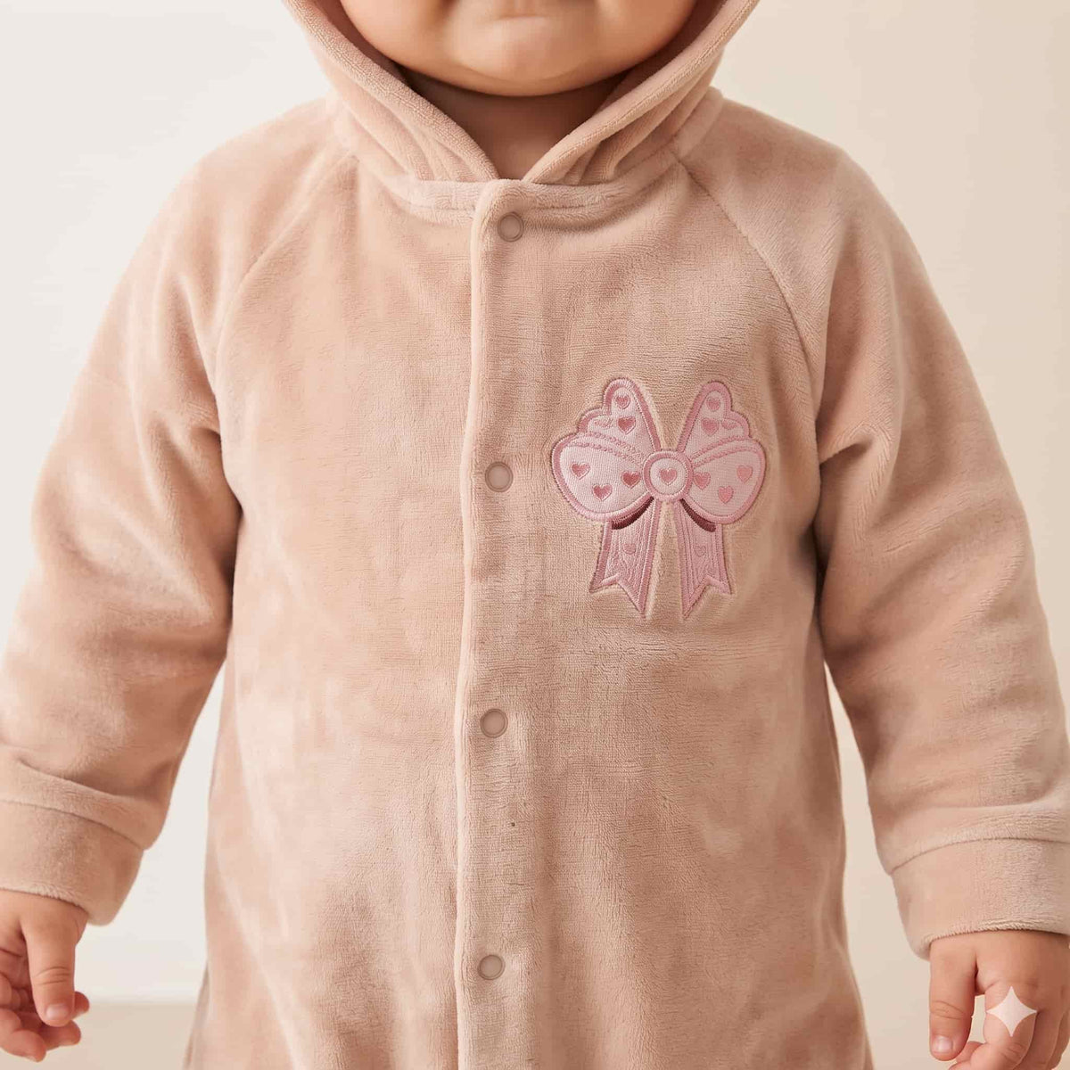 Bow Hugs Baby Girls Winter Full Sleeves Pajama Set – Peach