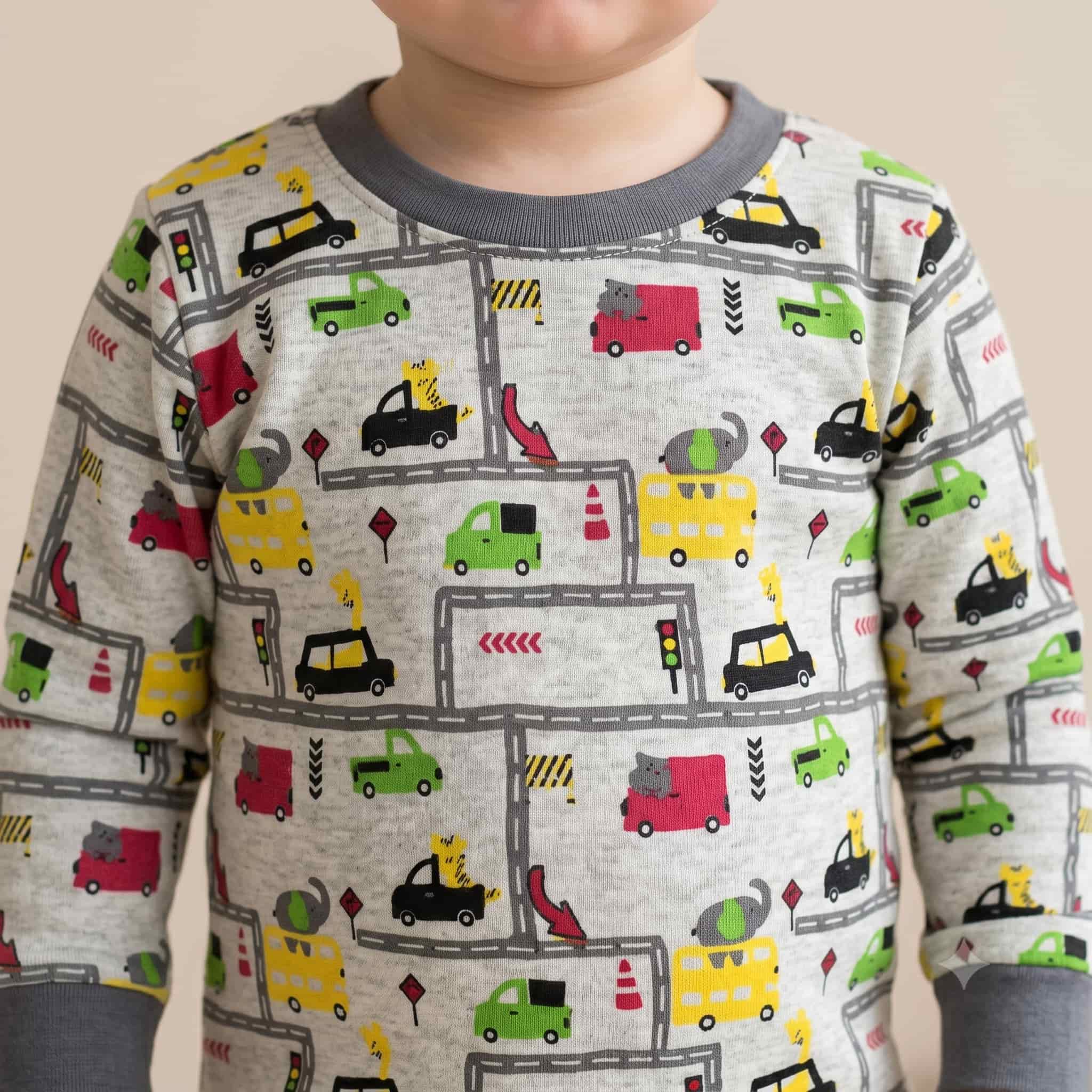 City Cruiser Baby Boys Full Sleeves Pajama Set - Grey