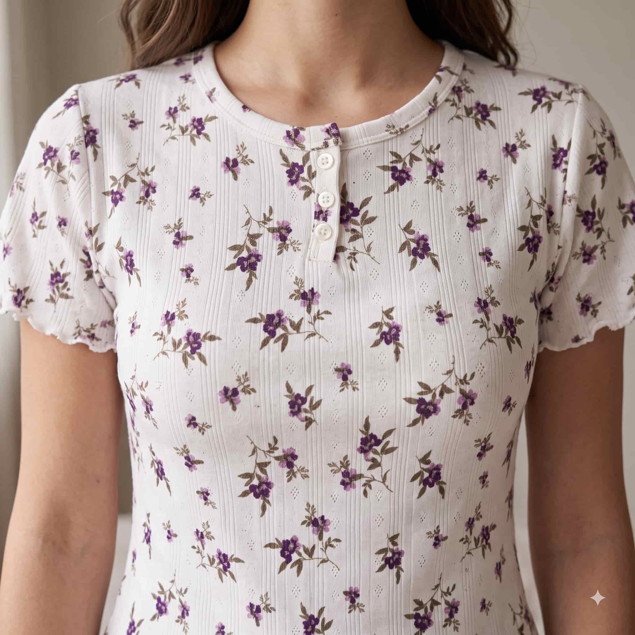 Violet Petal Women Half Sleeves Pajama Set - White