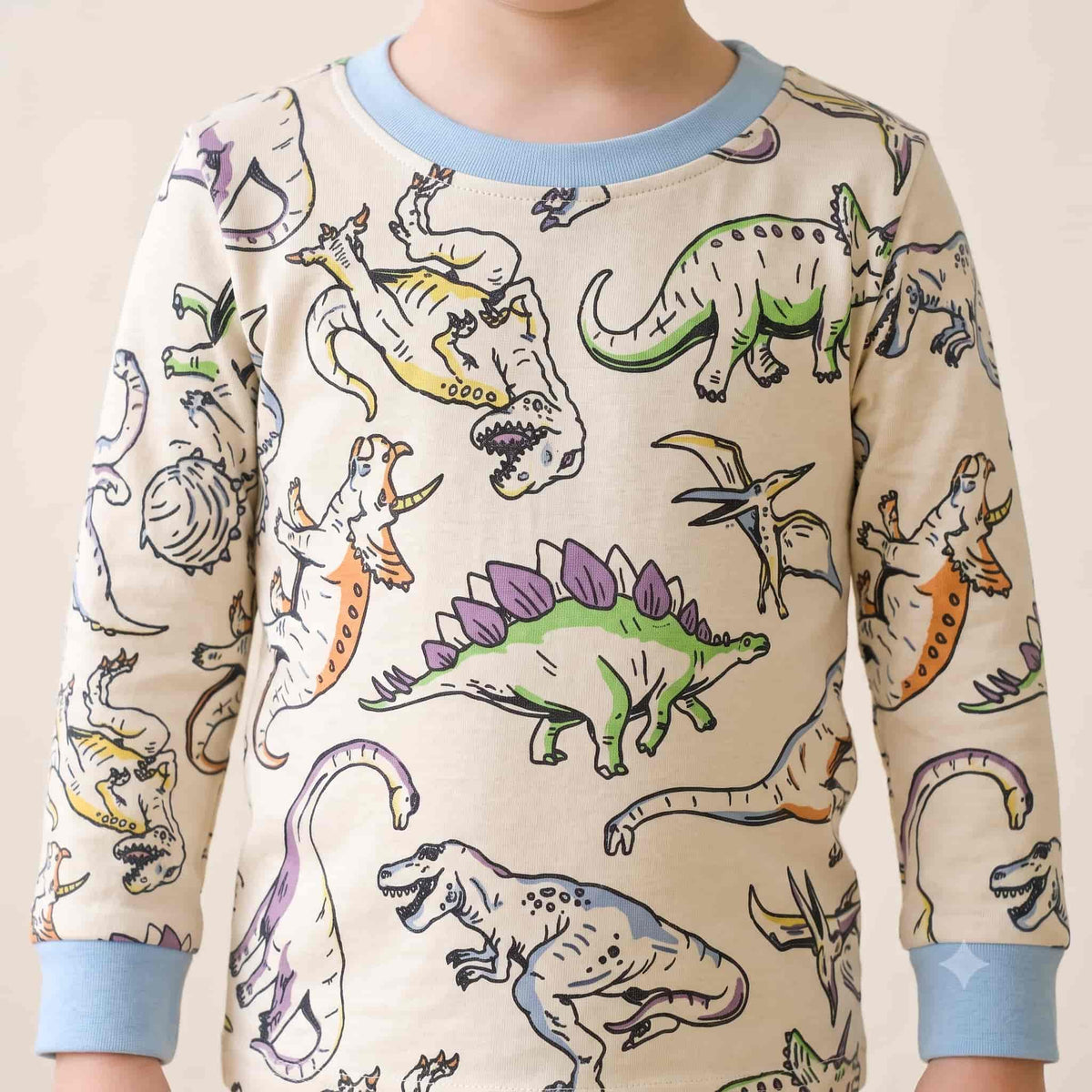 Dinosaur Boys Full Sleeves Pajama Set – Cream