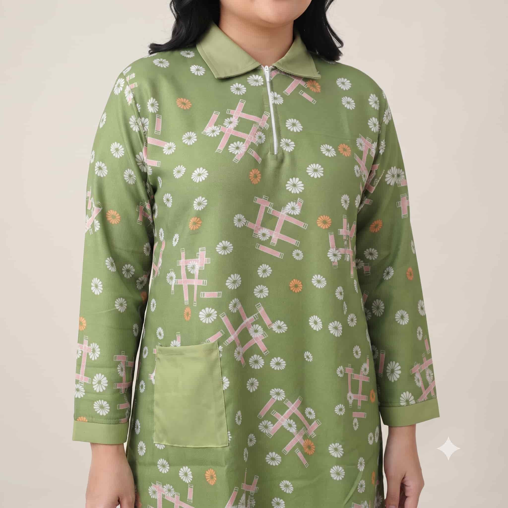 Meadow Blossom Maid Uniform Set – Olive Green