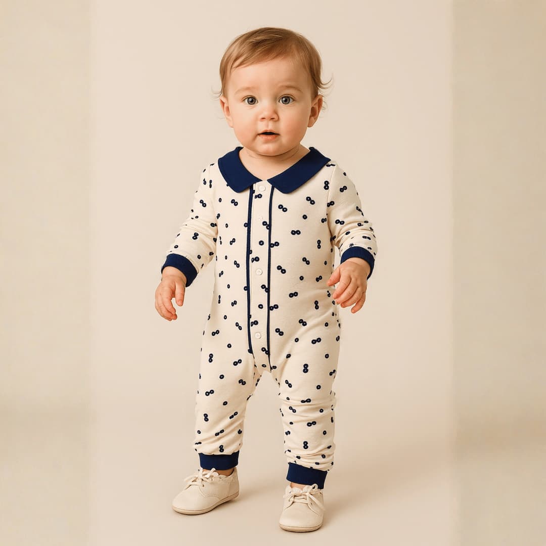 Floral Baby Girl Bodysuit- Blue