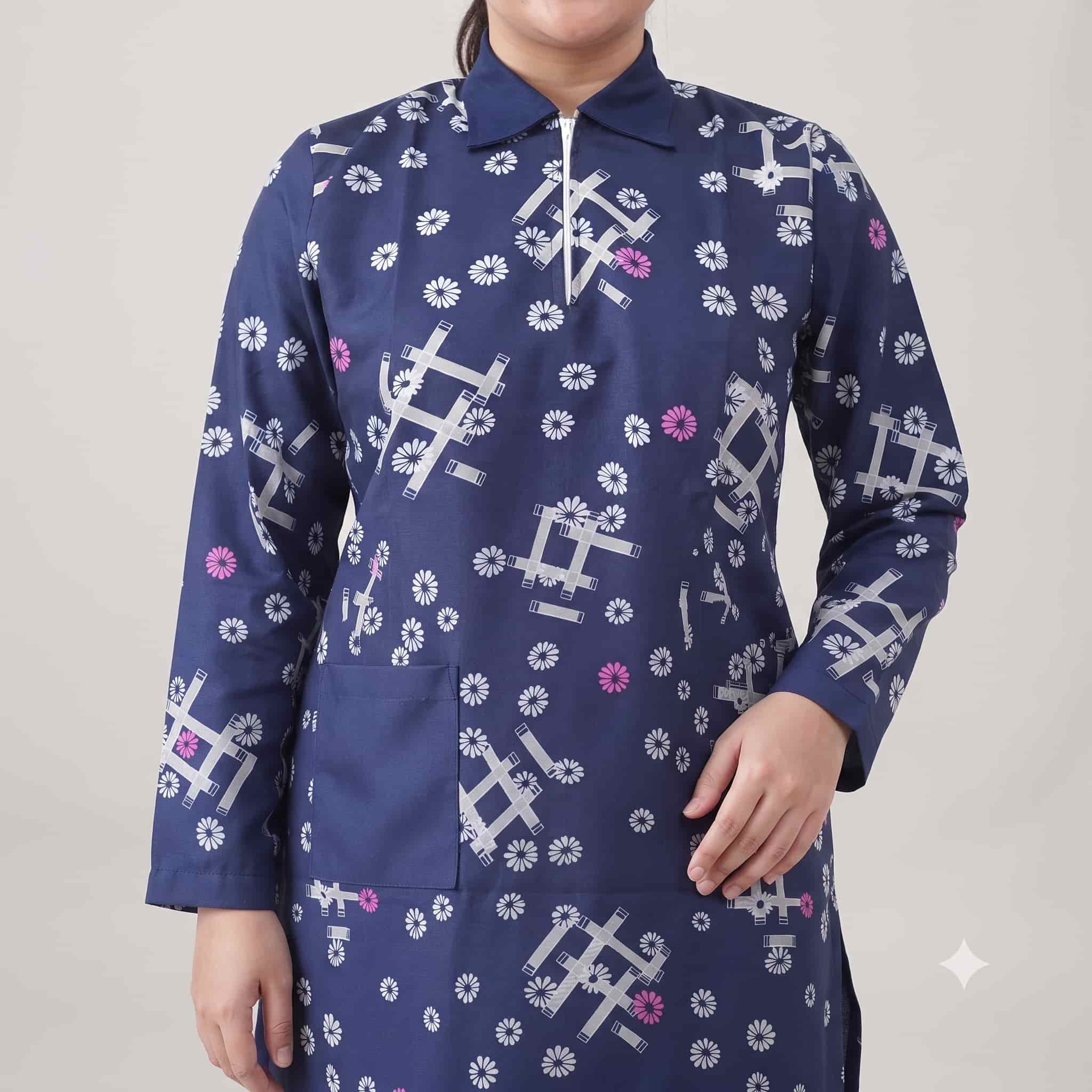 Royal Bloom Maid Uniform Set – Navy Blue
