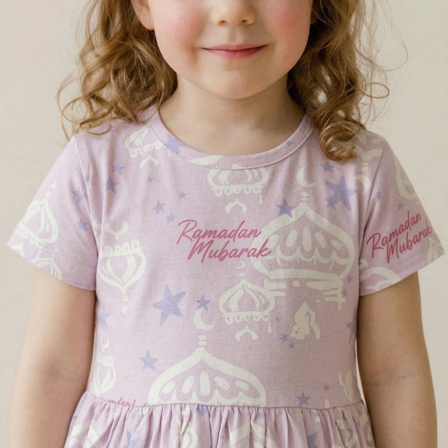 Ramadan Kareem Girls Frock - Lavender