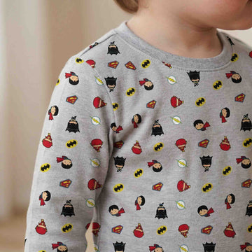Super Hero Baby Boy Full Sleeves Pajama Set - Grey