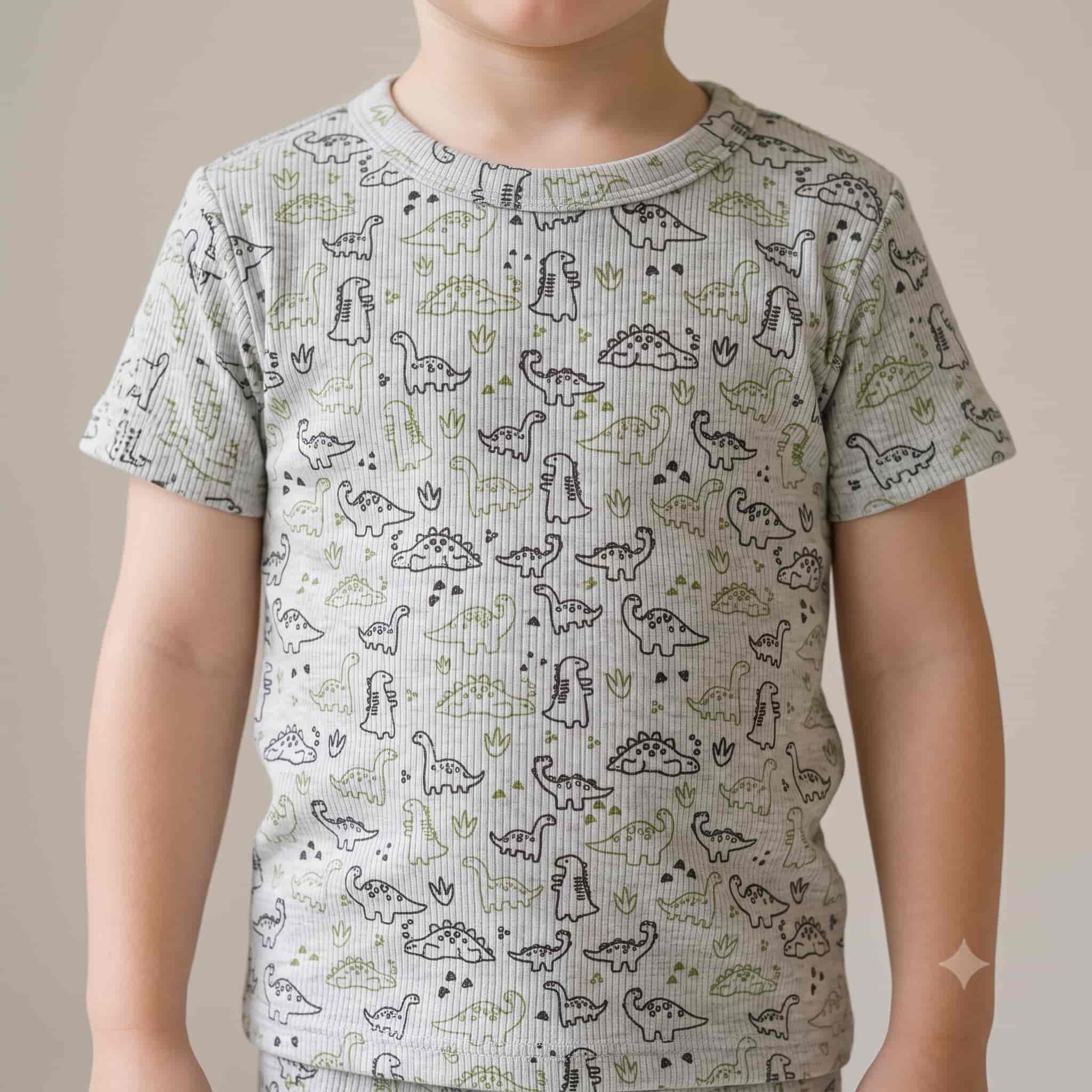 Roaring Playtime Boys Half Sleeves Pajama Set - Light Grey