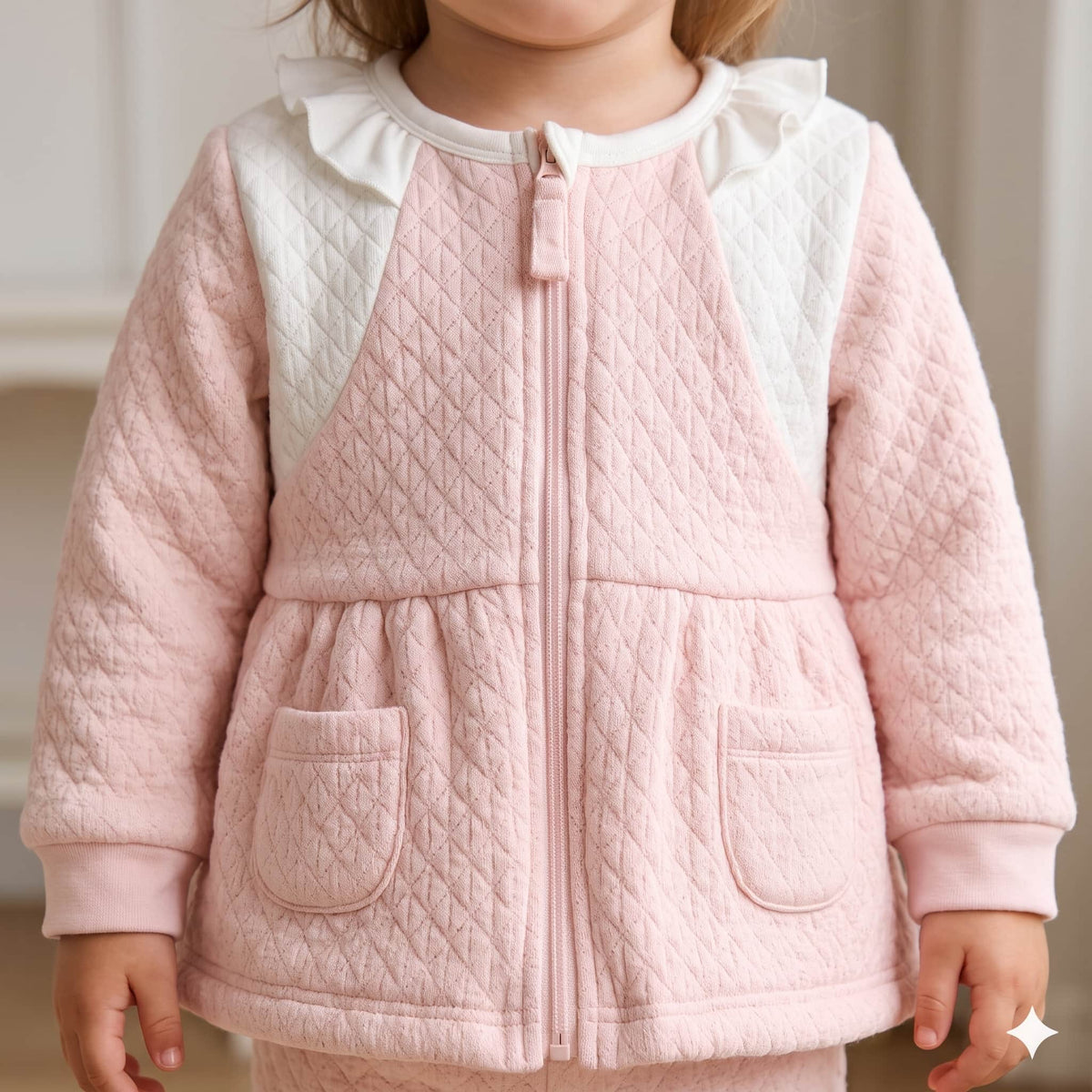 Rosy Quilt Baby Girls Winter Full Sleeves Pajama Set - Pink & White