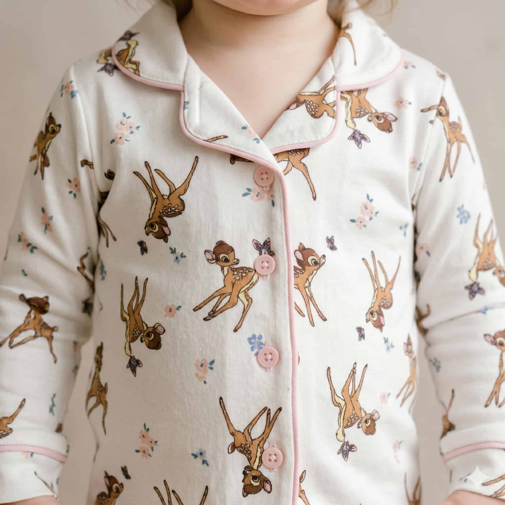 Bambi Baby Girls Full Sleeves Pajama Set - Cream