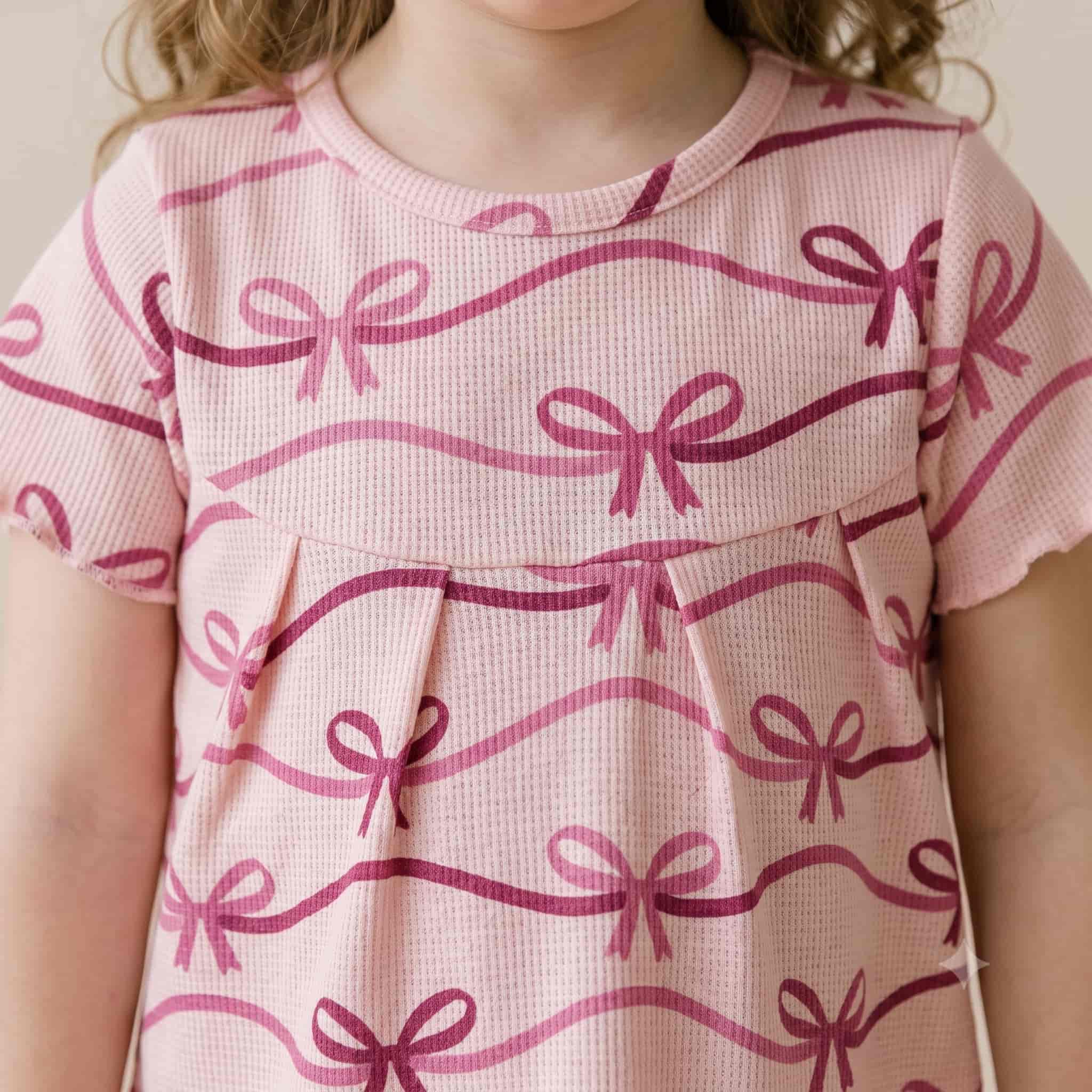 Ribbon Magic Girls Half Sleeves Pajama Set - Pink
