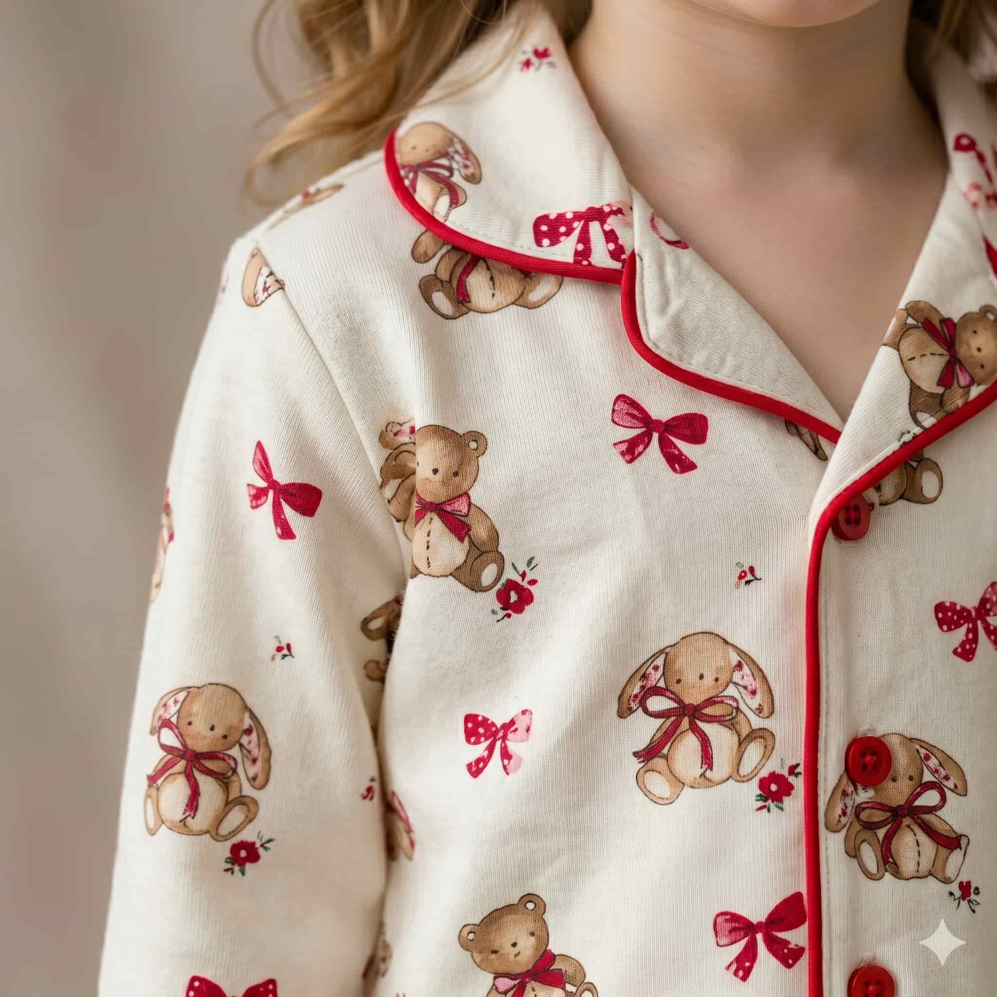 Scarlet Snuggles Girls Full Sleeves Pajama Set - Red