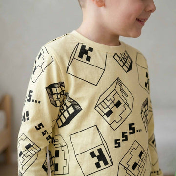 Minecraft Boys Full Sleeves Pajama Set - Yellow