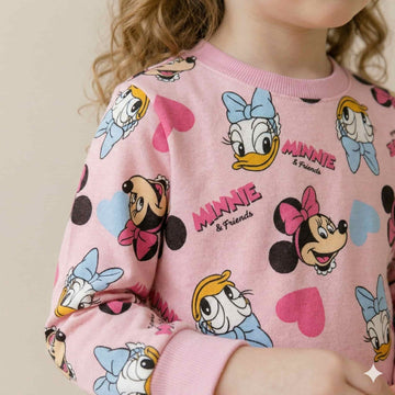 Minnie Daisy Girl Full Sleeves Pajama Set- Pink