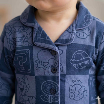 Pixel-Perfect Gaming Adventure Baby Boys Full Sleeves Pajama Set - Blue