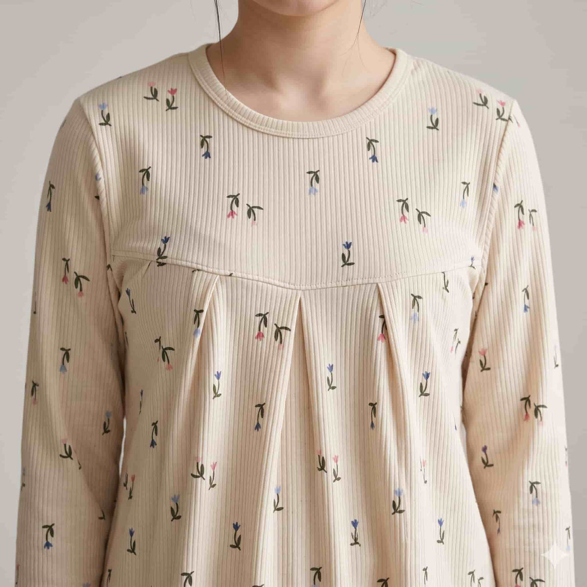 Petal Drift Girls Full Sleeves Pajama Set - Beige