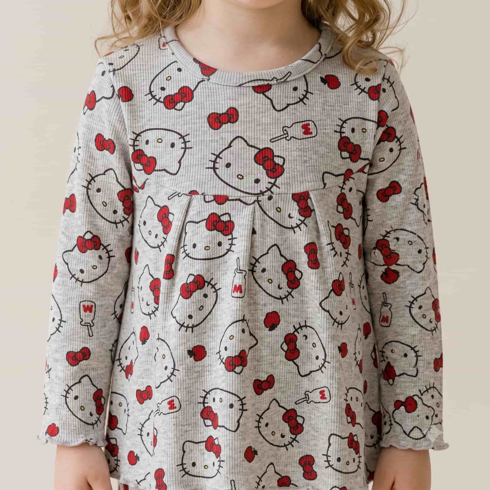 Hello Kitty Girls Full Sleeves Pajama Set - Grey
