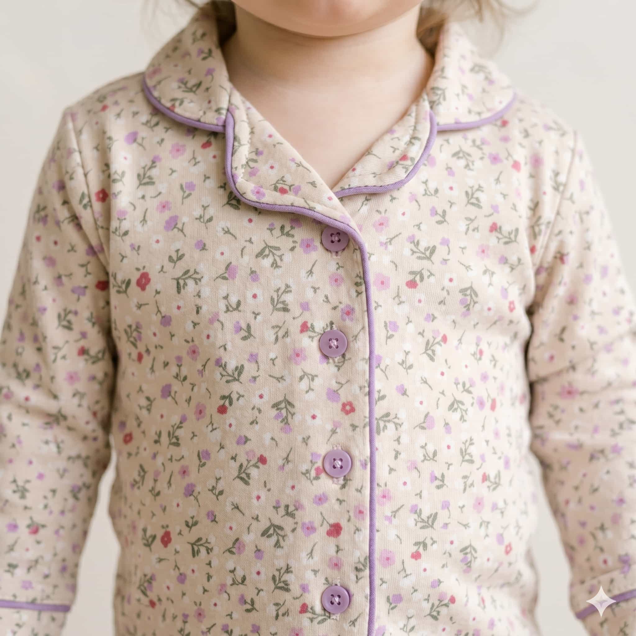 Vintage Bloom Baby Girls Full Sleeves Pajama Set - Beige