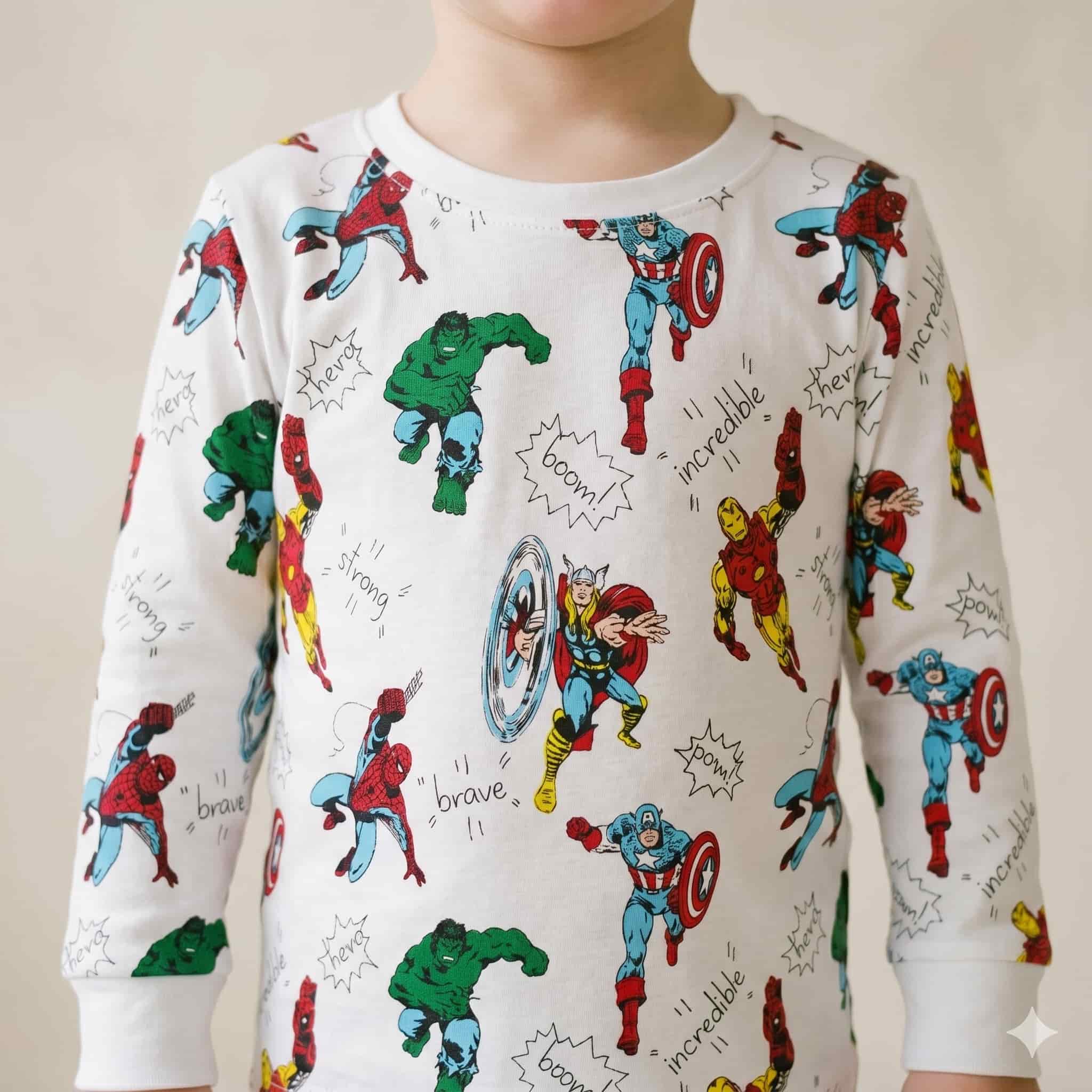 Avengers Assemble Boys Full Sleeves Pajama Set - White
