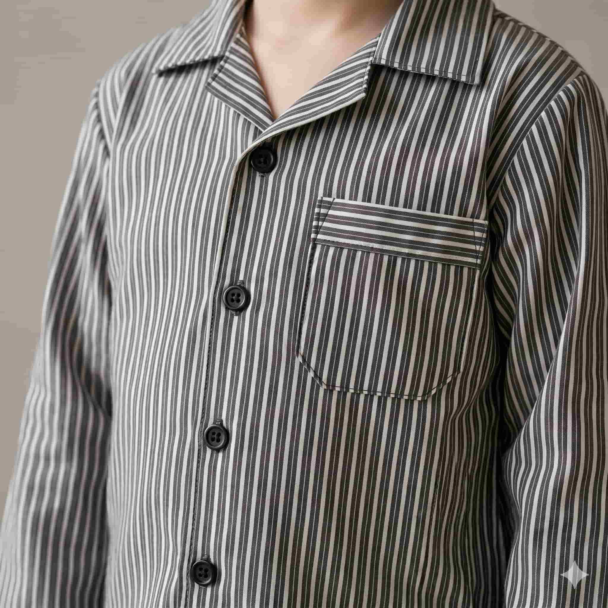 Urban Stripe Boys Full Sleeves Pajama Set - Grey.