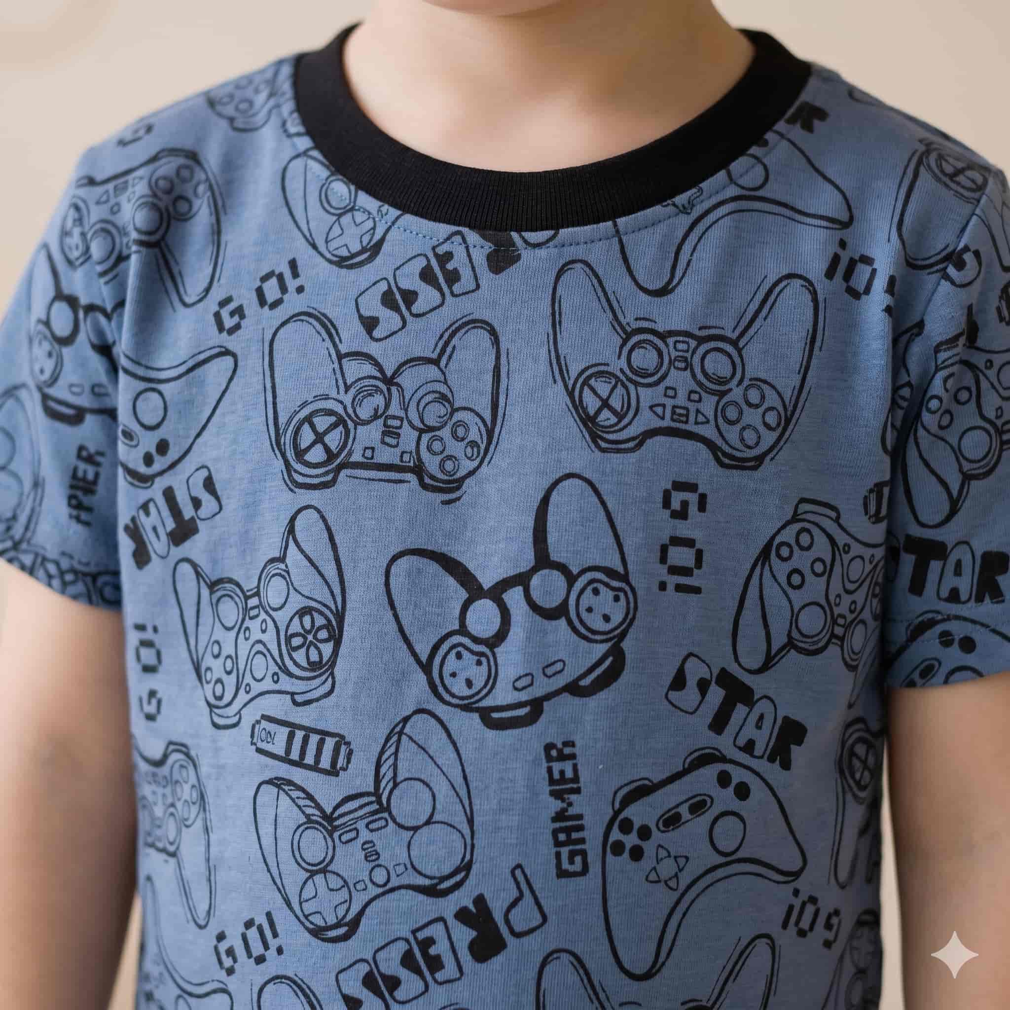 Player Ready Boys Half Sleeves Pajama Set - Denim Blue