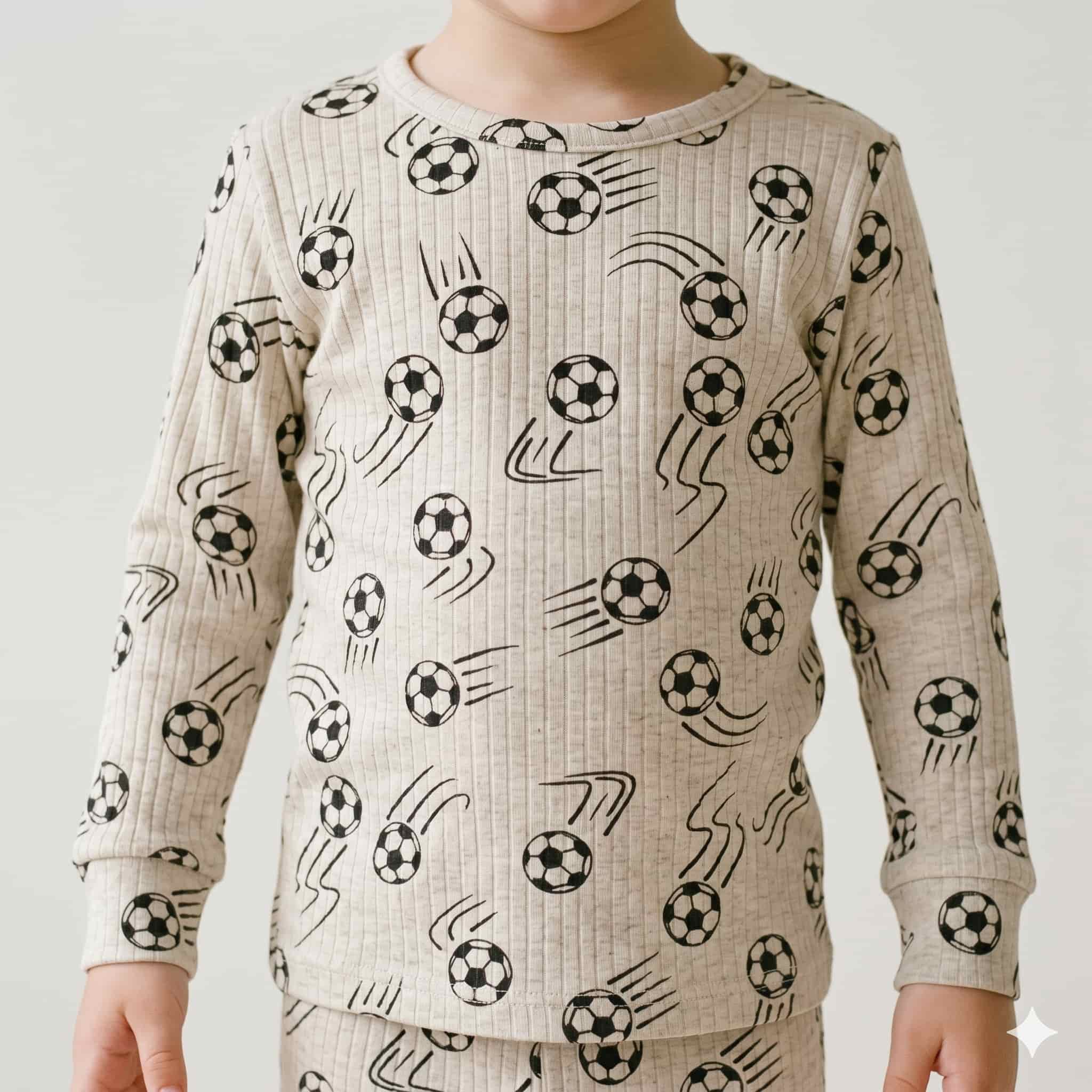 Goal Rush Boys Full Sleeves Pajama Set – Cream