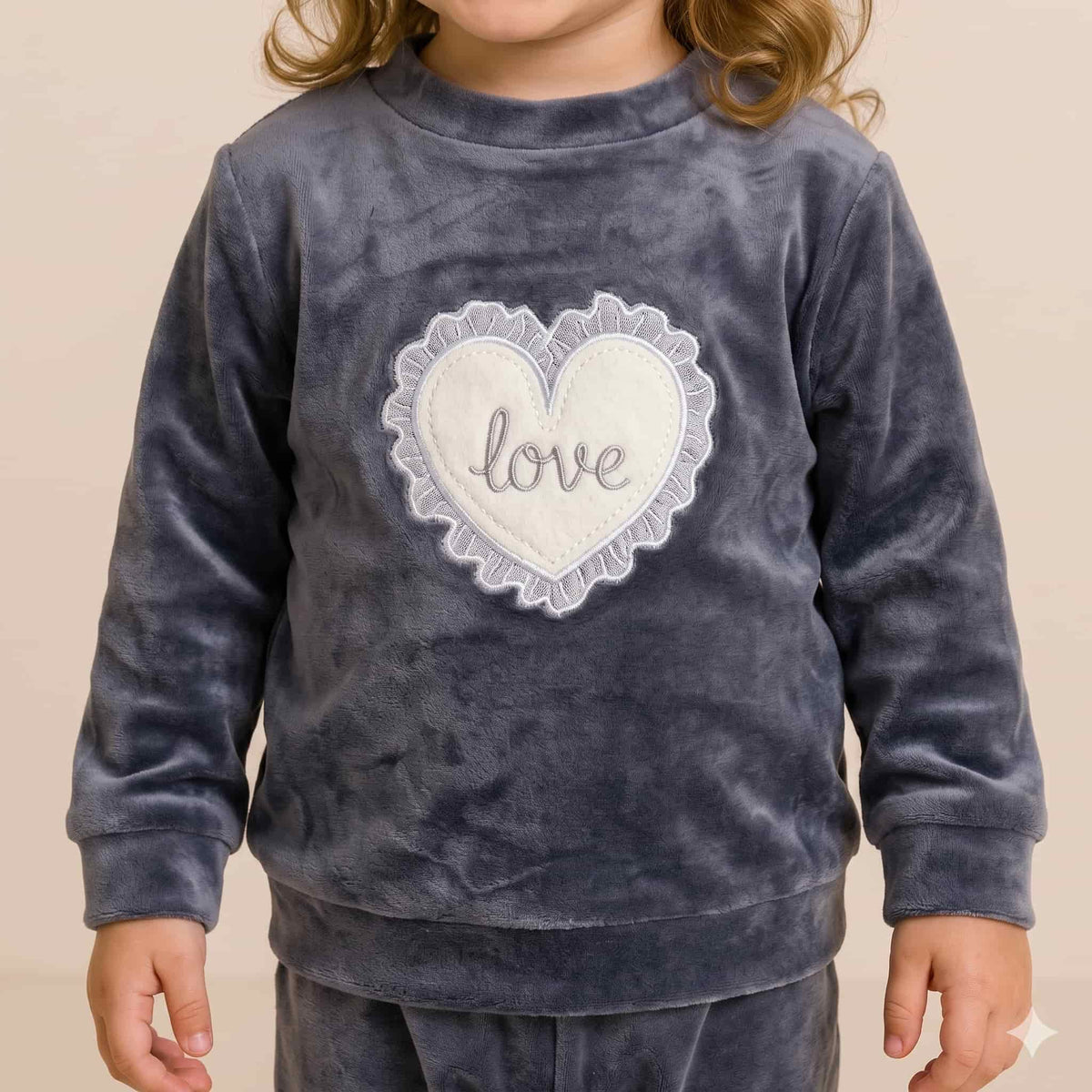 Velvet Love Baby Girls Winter Full Sleeves Pajama Set – Charcoal Grey