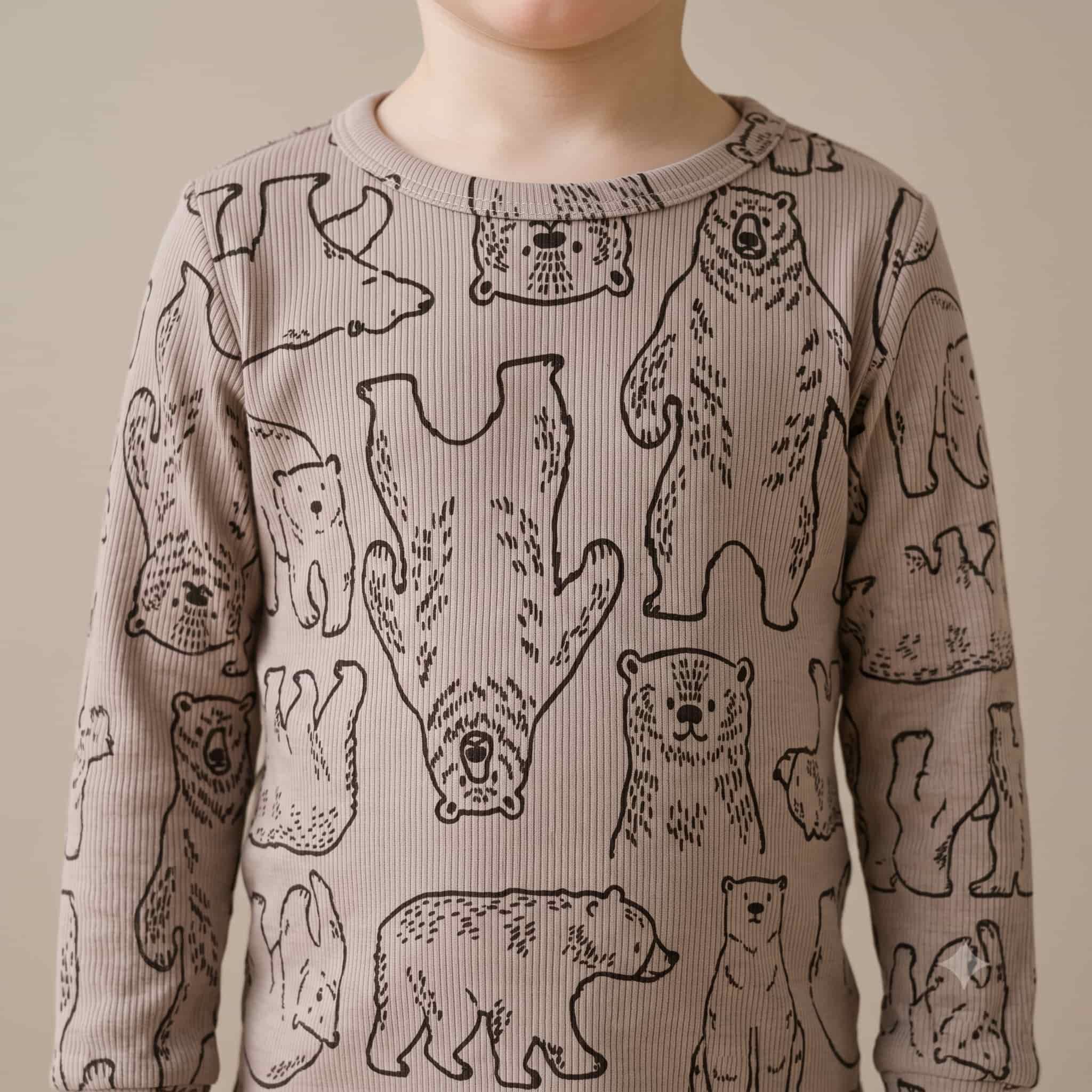 Bear Haven Boys Full Sleeves Pajama Set – Beige
