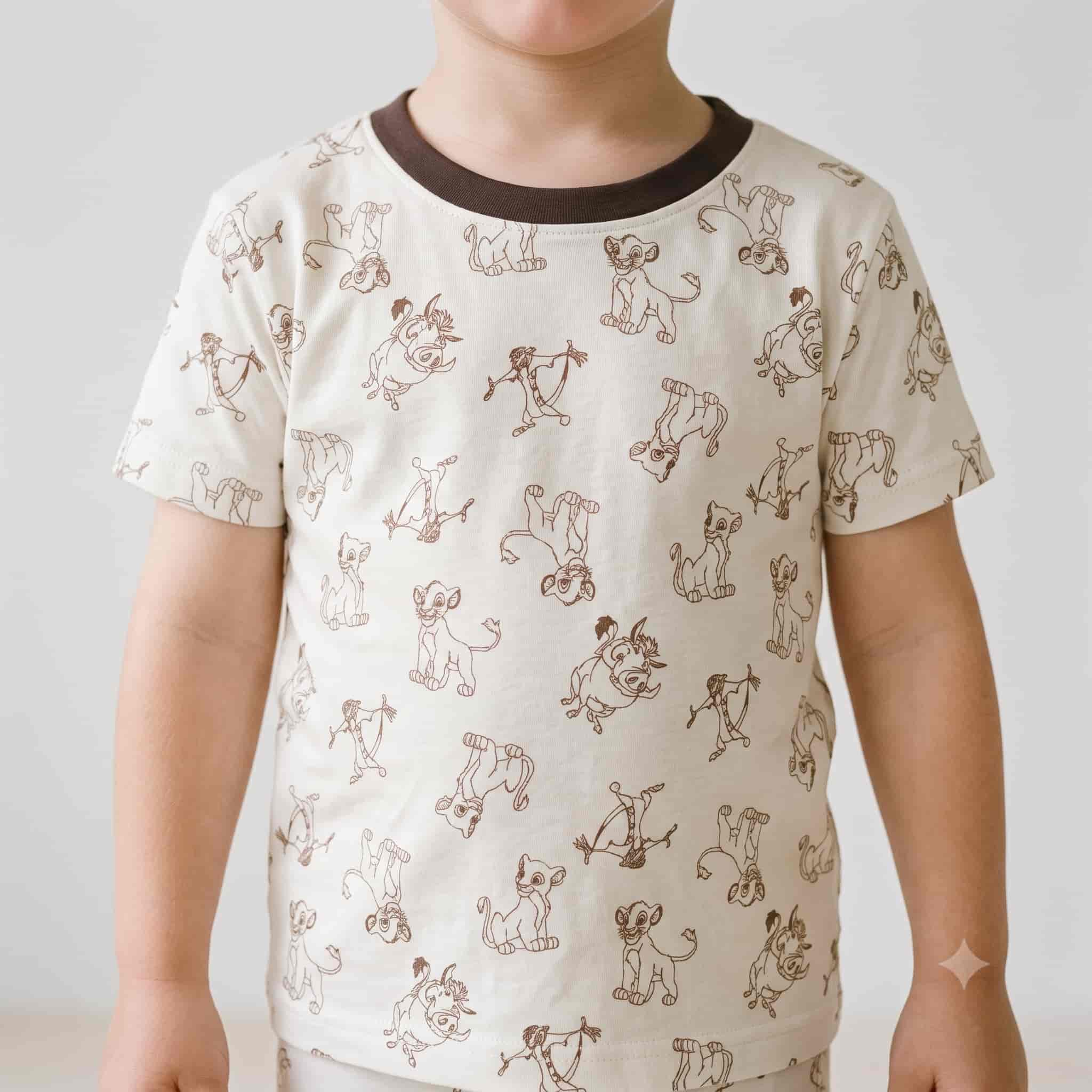 Lion King Boys Half Sleeves Pajama Set - Beige