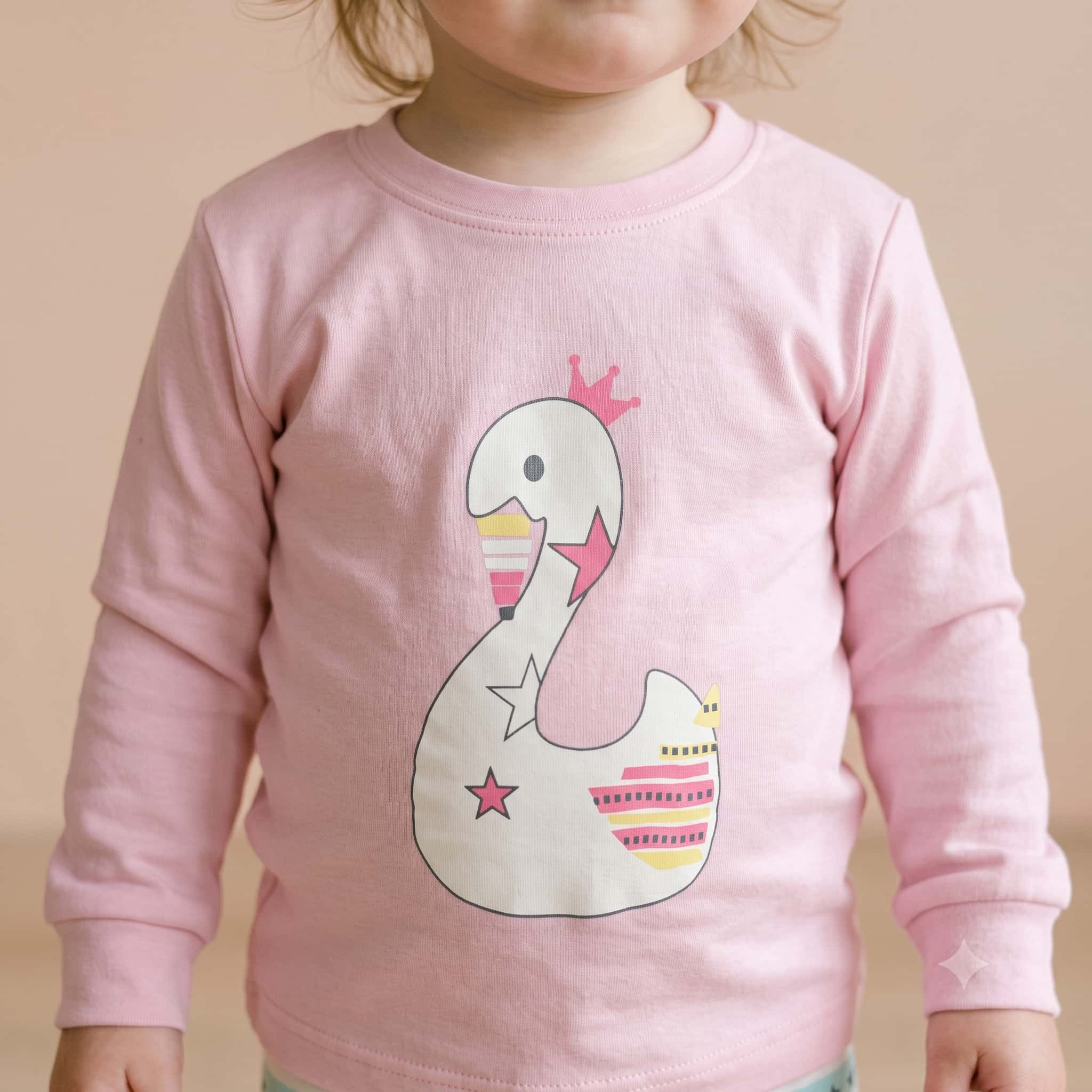 Dreamy Swan Baby Girls Full Sleeves Pajama Set - Pink