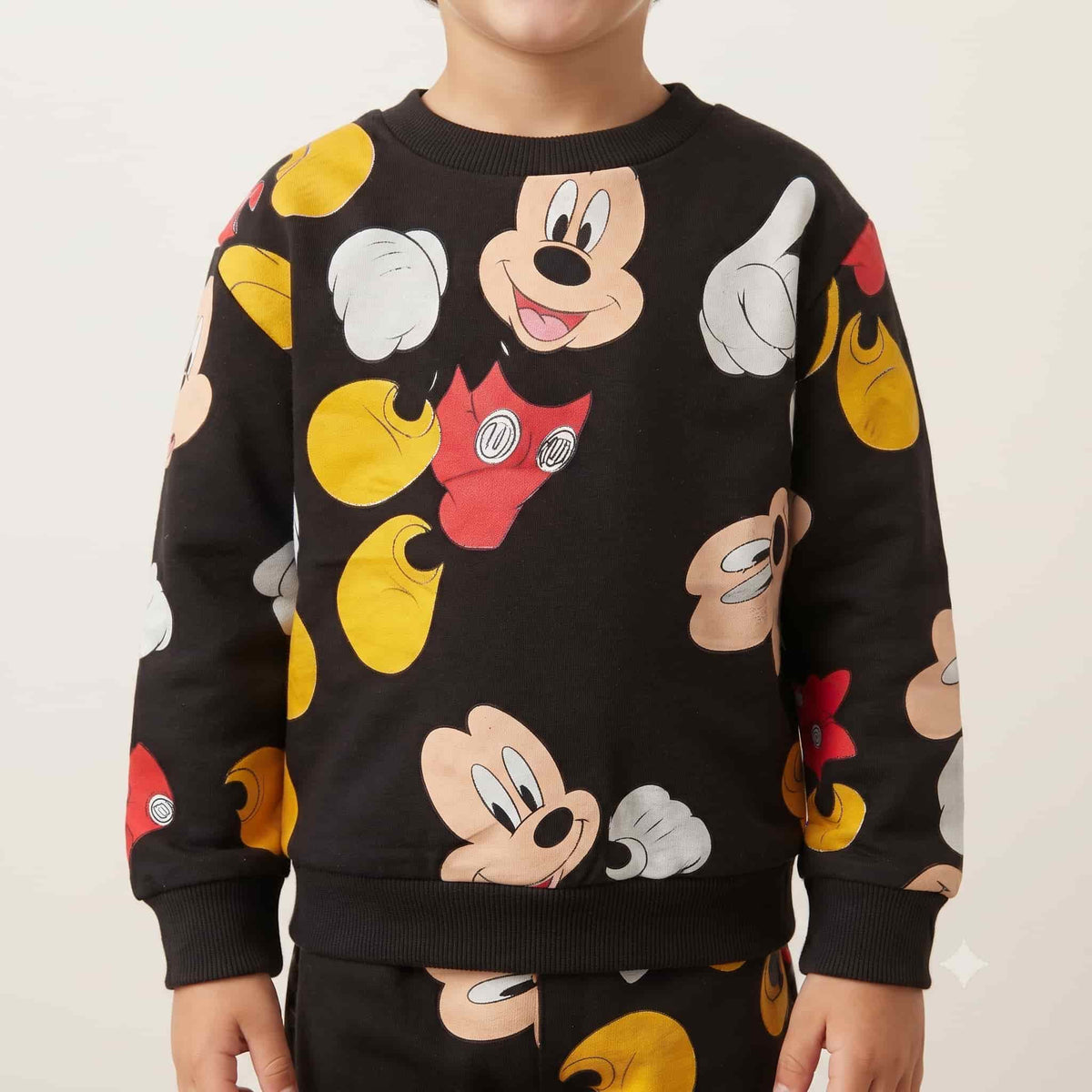 Mickey Mouse Boys Winter Full Sleeves Pajama Set – Black