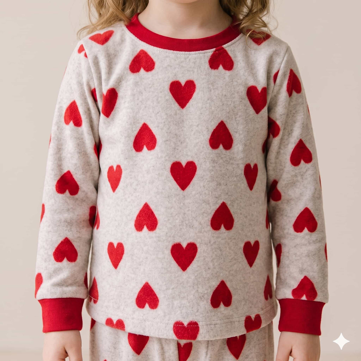 Lovebug Cuddles Girls Winter Full Sleeves Pajama Set - Grey Melange