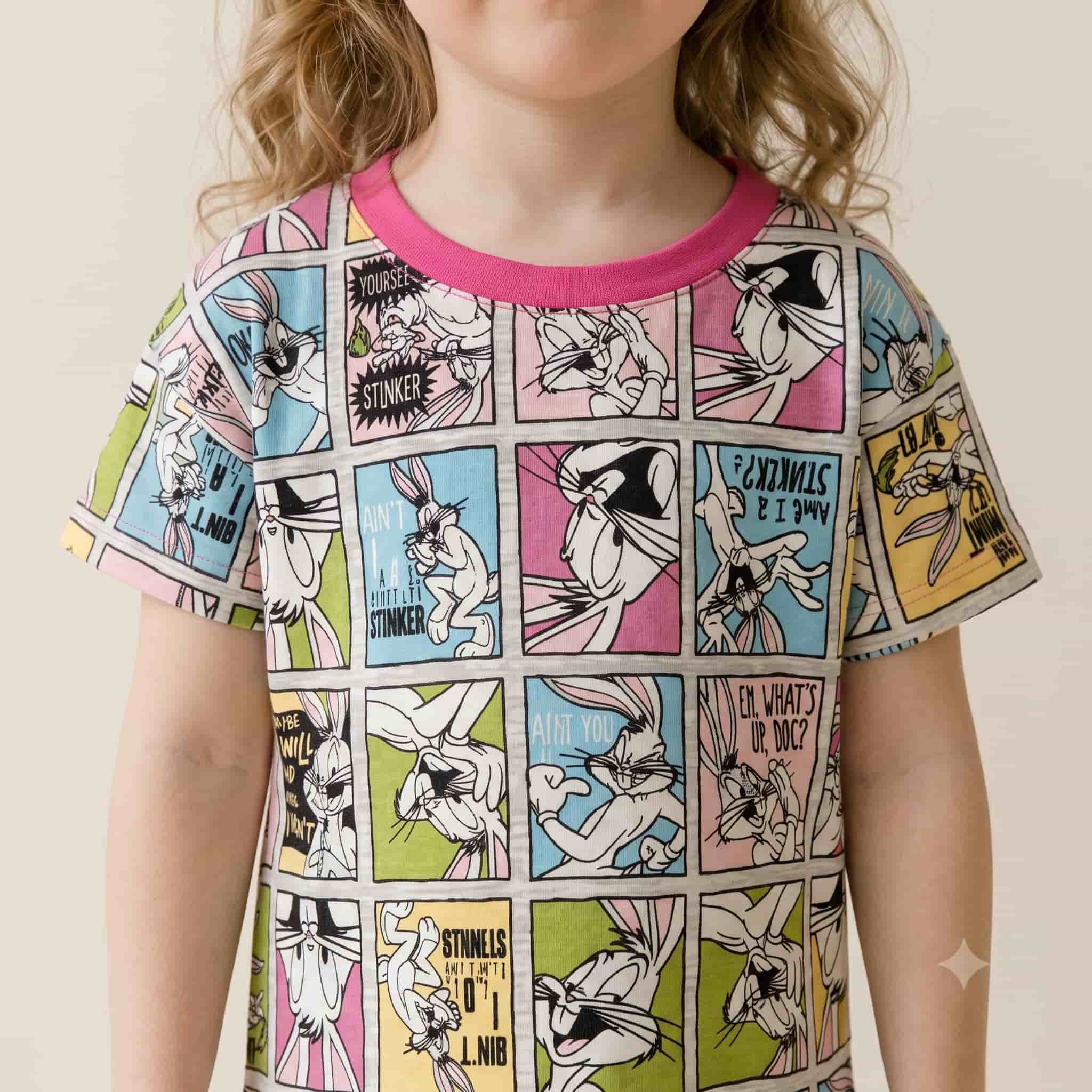 Looney Tunes Girls Half Sleeves Pajama Set - Multi-Color
