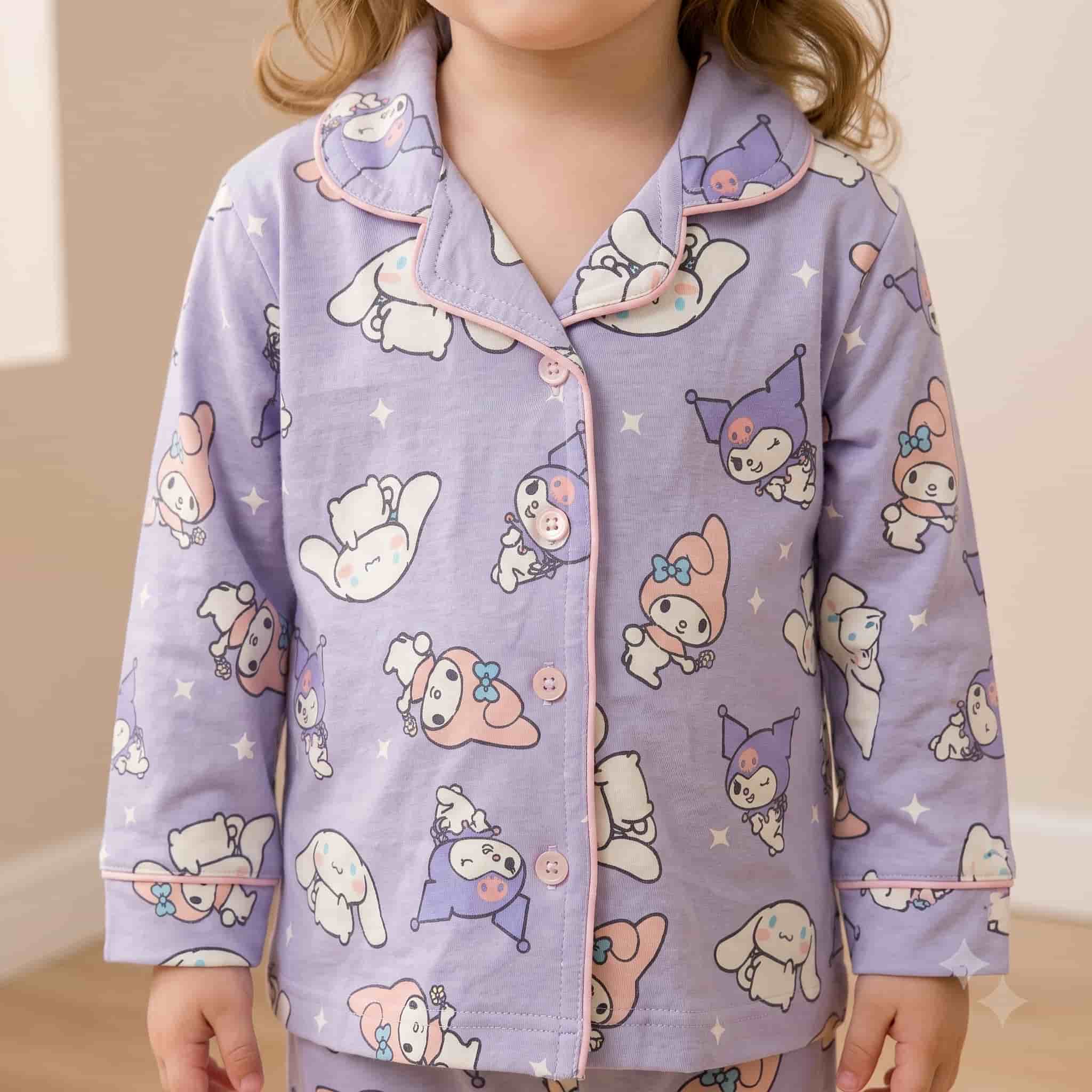 Kuromi Baby Girls Full Sleeves Pajama Set – Purple