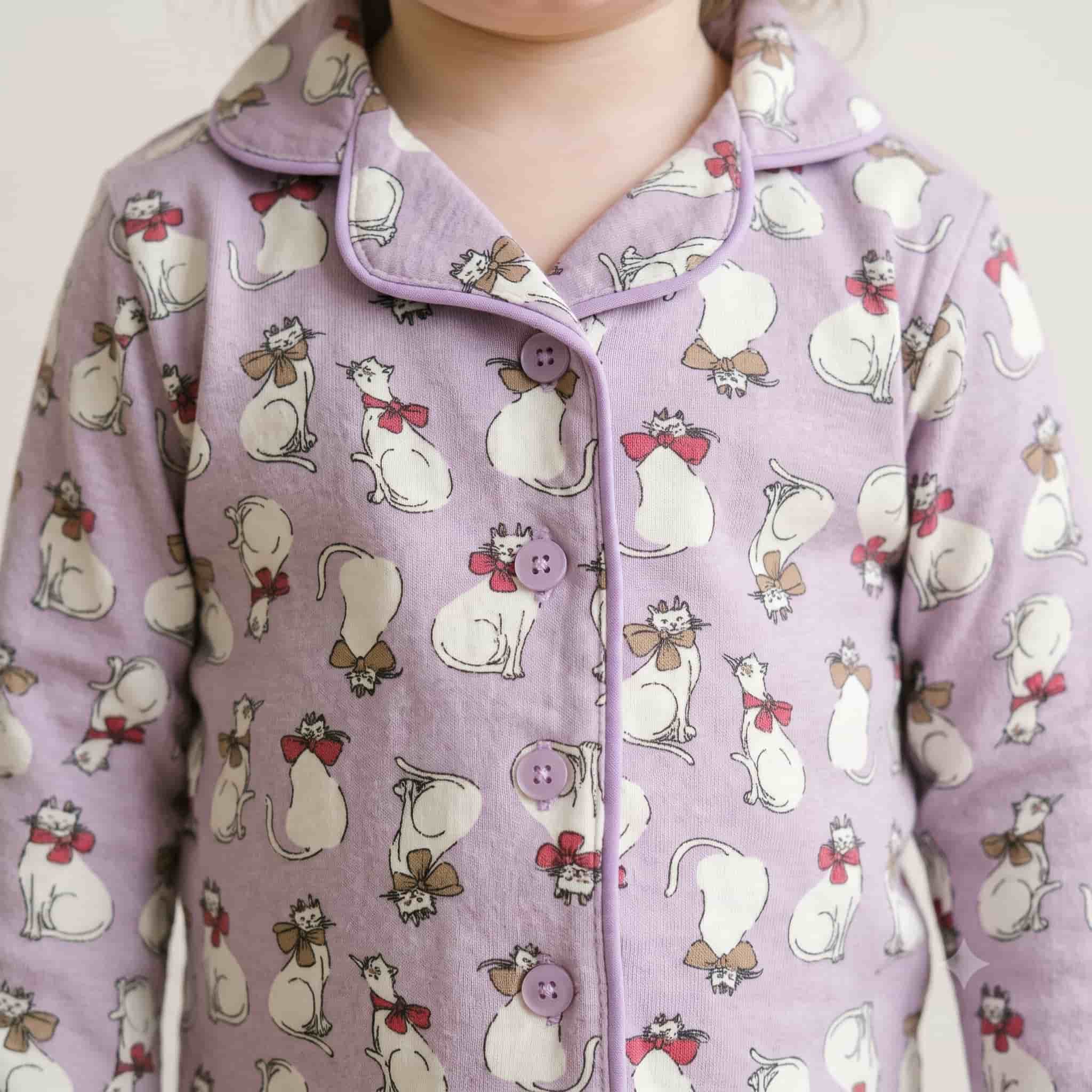 Kitty Charm Baby Girls Full Sleeves Pajama Set - Lavender