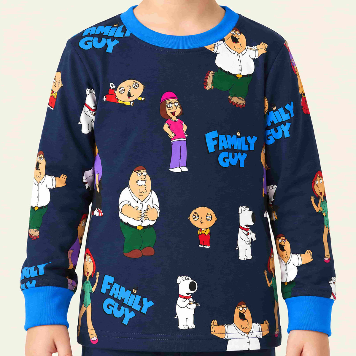 Family Guy Boys Full Sleeves Pajama Set - Navy Blue
