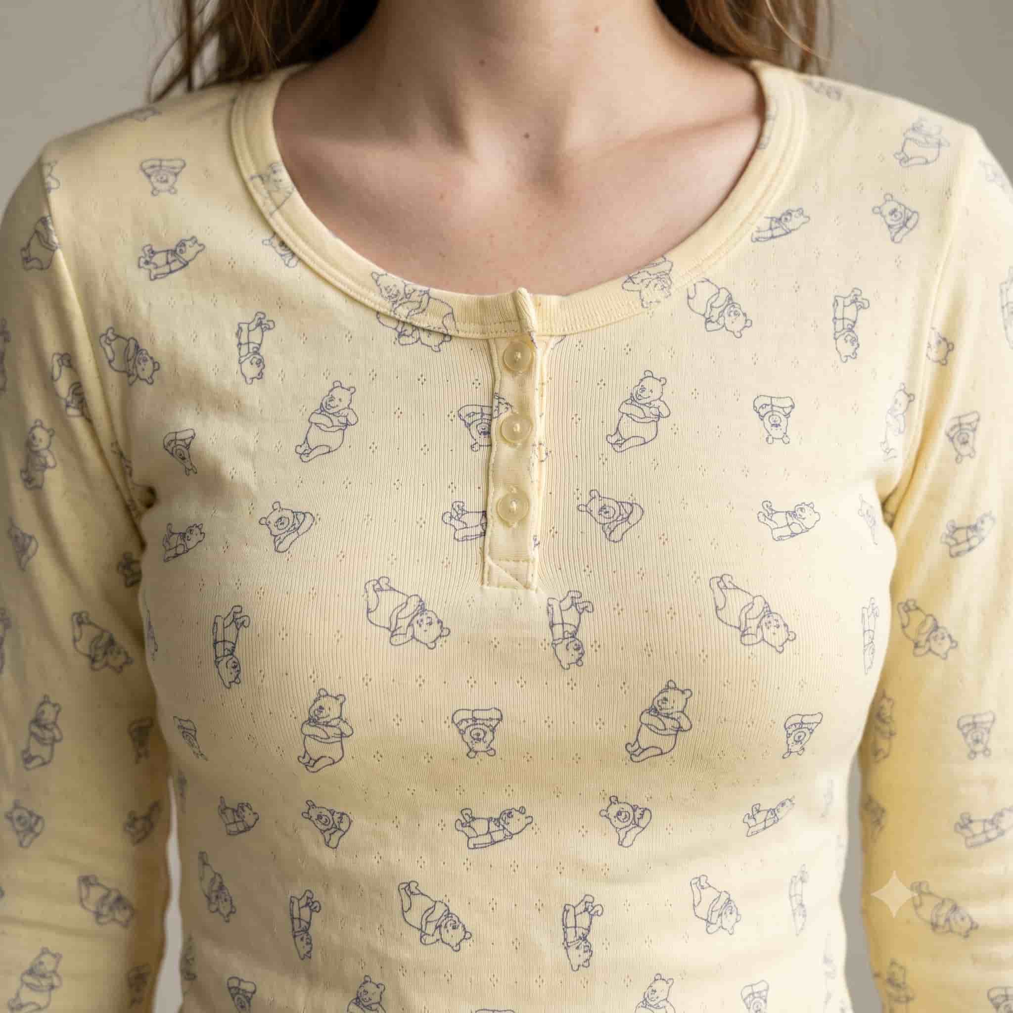 Honey Bear Women Full Sleeves Pajama Set – Yellow