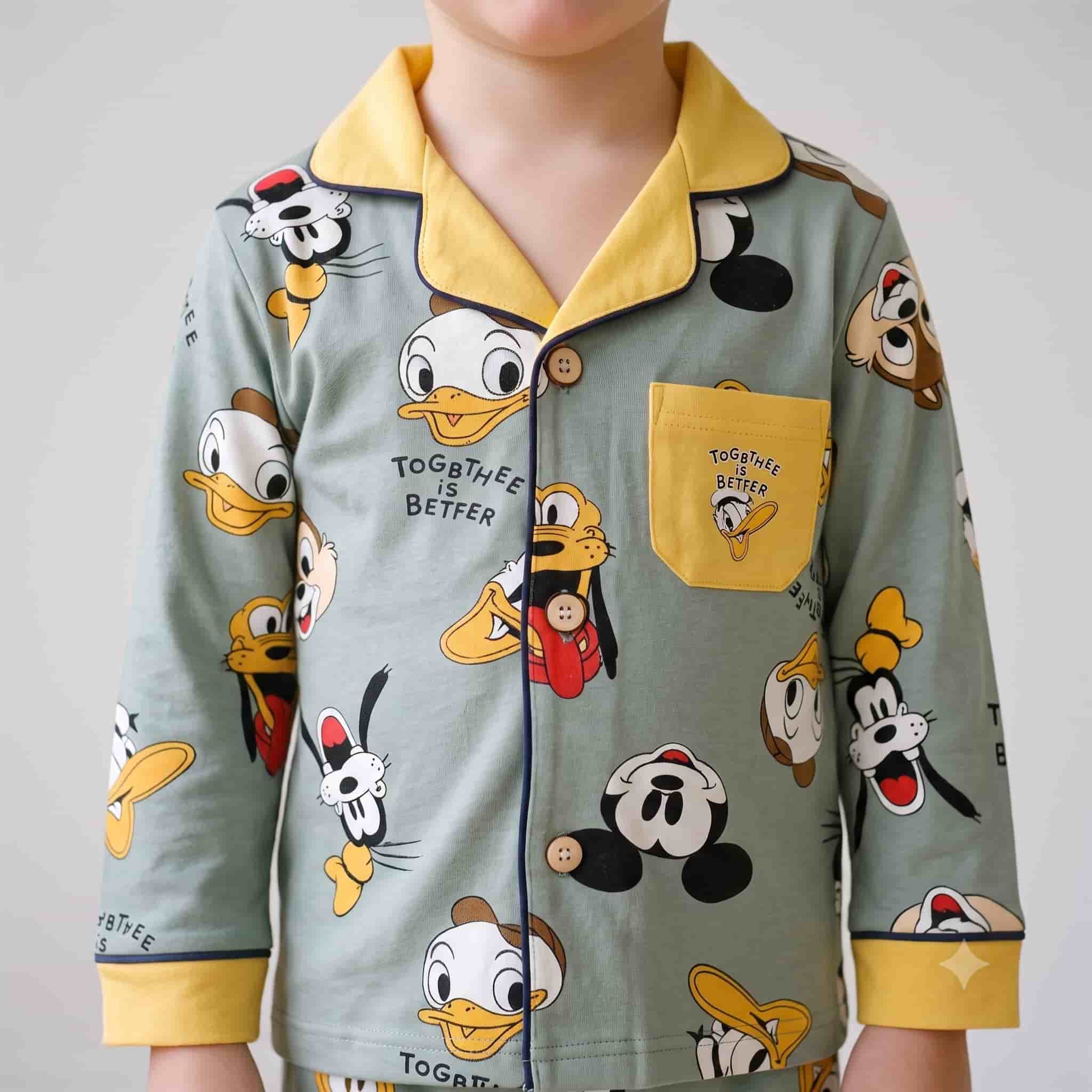 Donald Disney Boys Full Sleeves Pajama Set - Sage Green