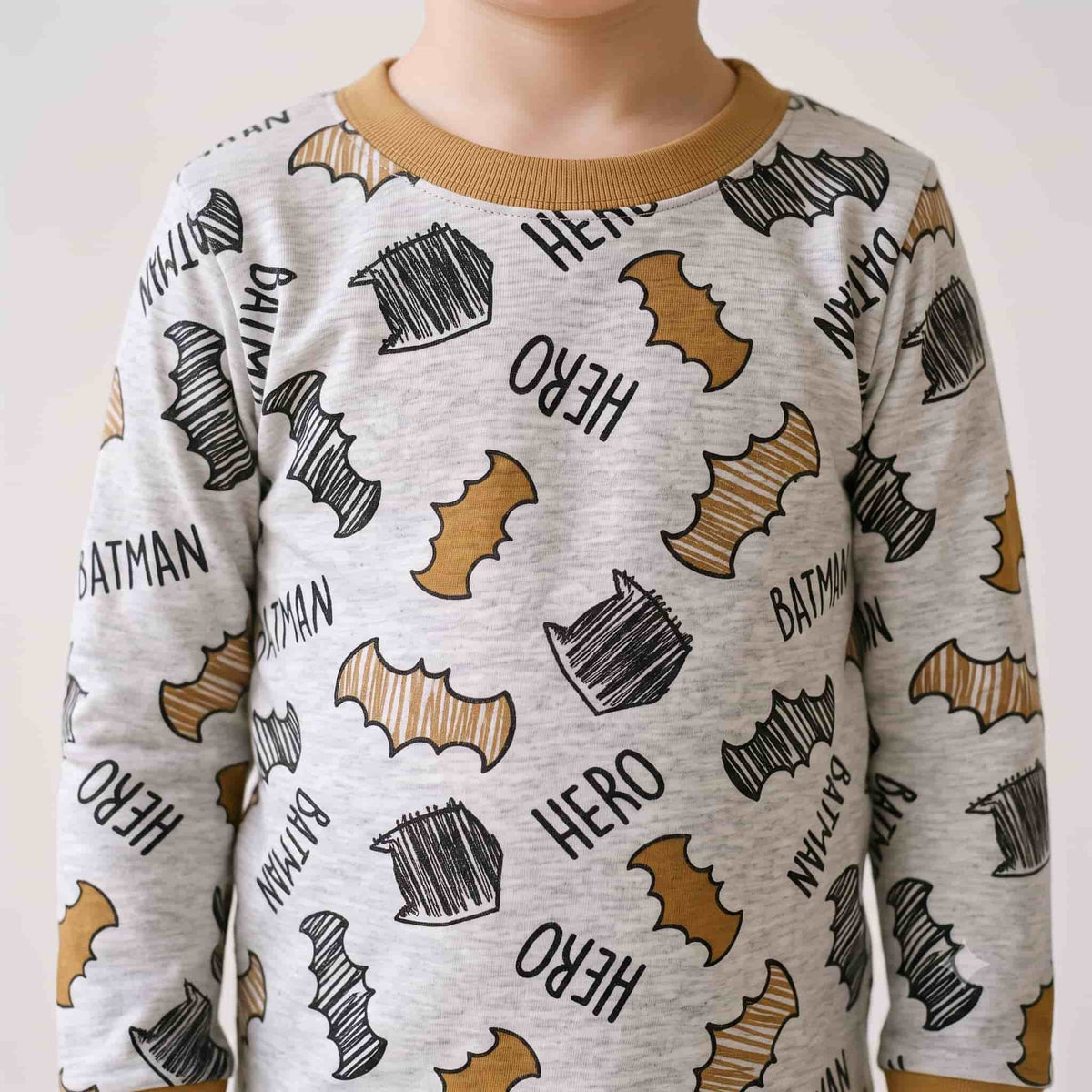 Batman Boys Full Sleeves Pajama Set - Grey