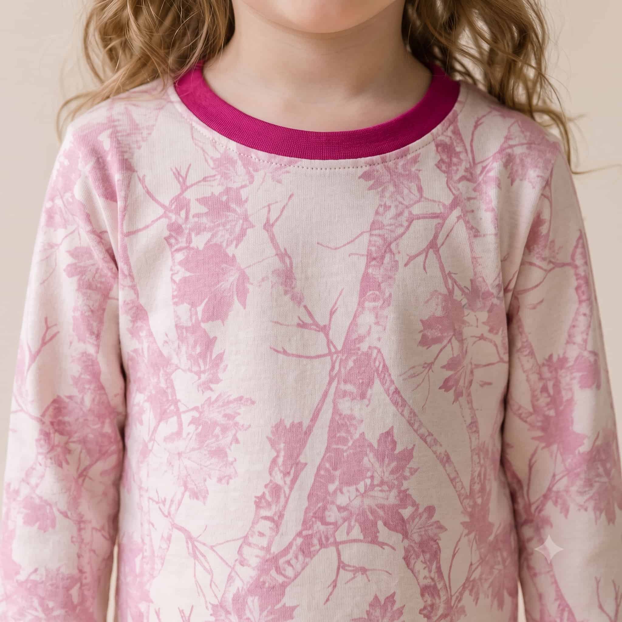 Pink Woodland Girls Full Sleeves Pajama Set - Light Pink