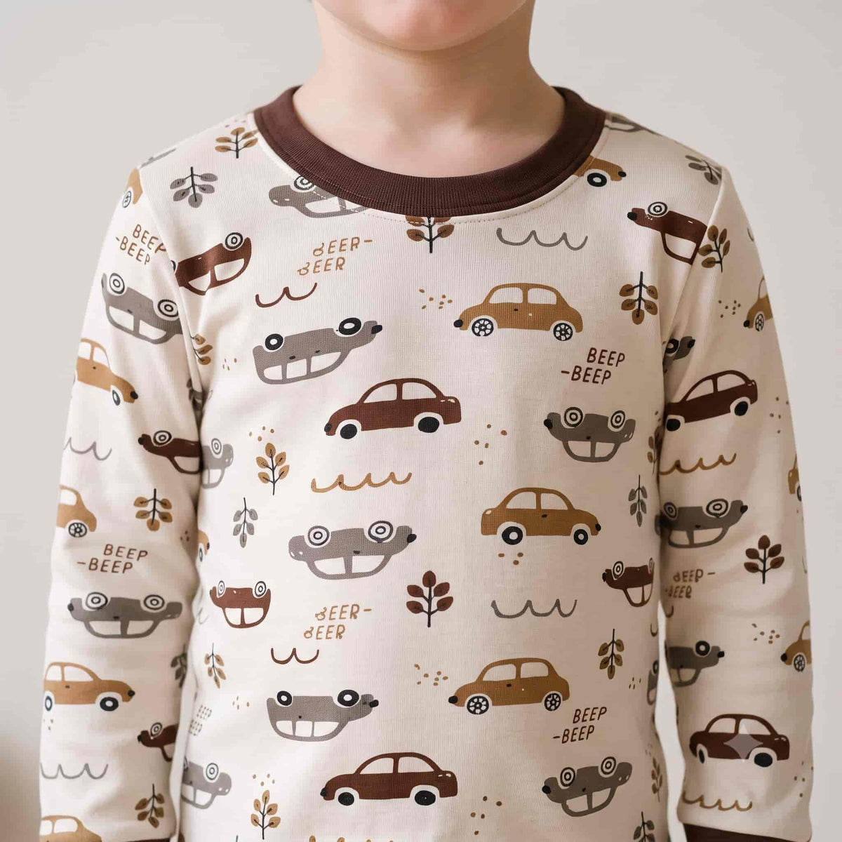 Beep Buddy Boys Full Sleeves Pajama Set – Cream