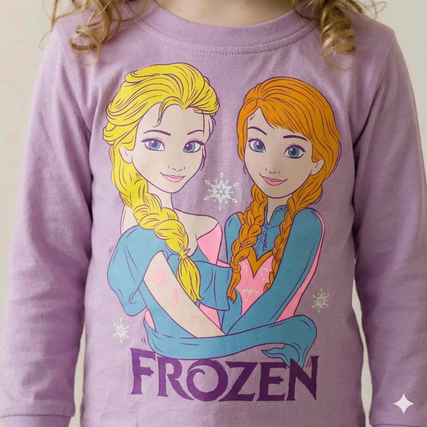 Frozen Girls Full Sleeves Pajama Sets - Light Purple