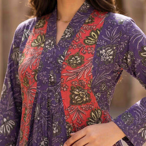 Ethnic Botanical Women Darra - Purple & Red