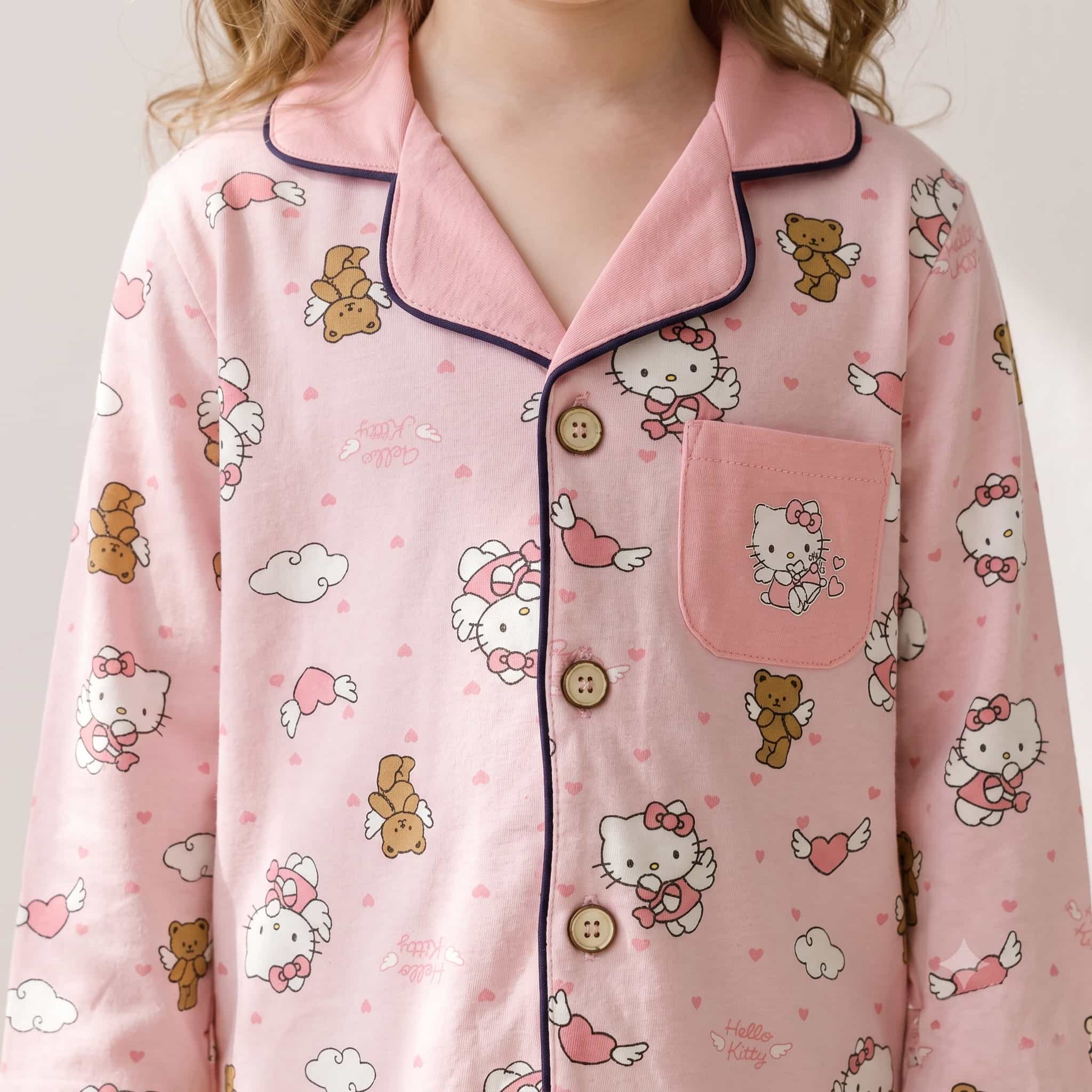 Hello Kitty Girls Full Sleeves Pajama Set – Pink