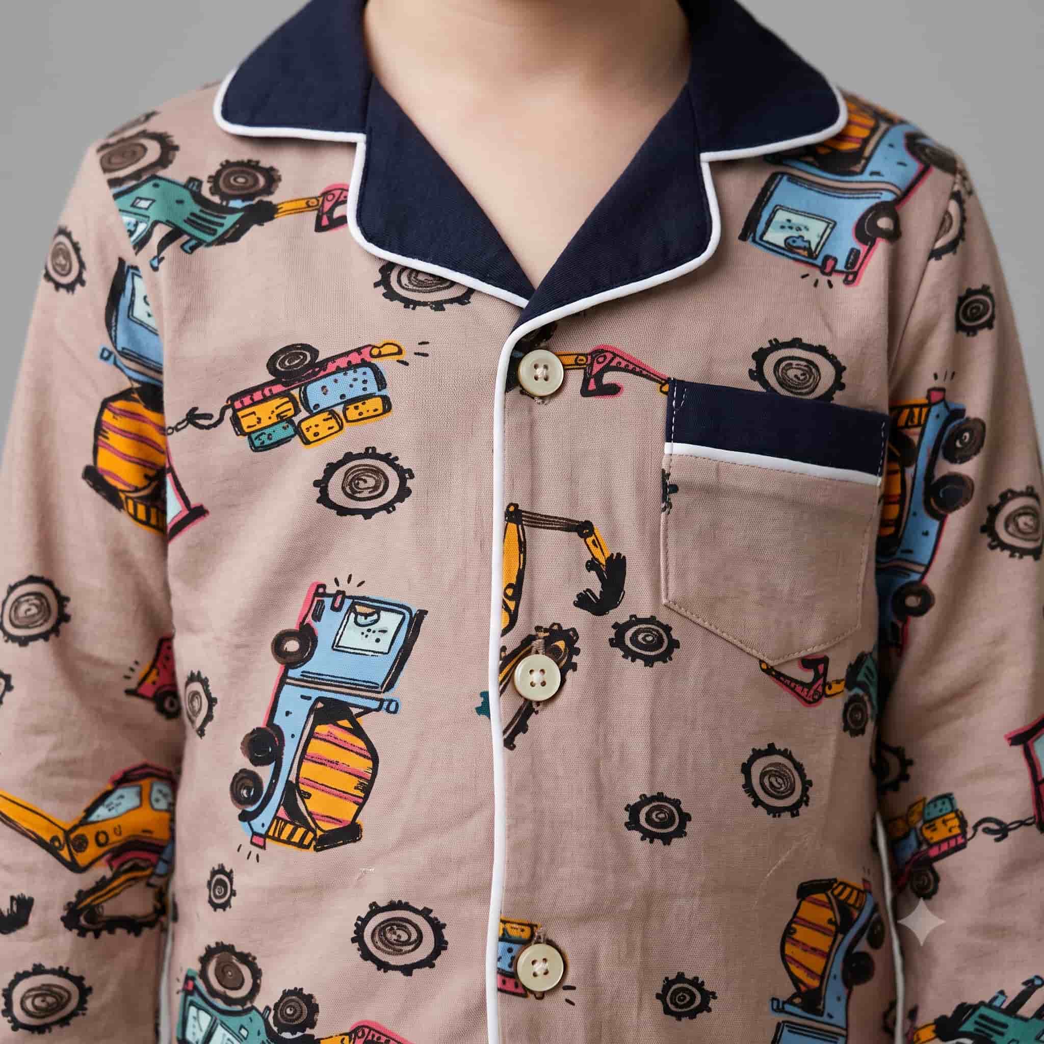 Builder Buddy Boys Full Sleeves Pajama Set - Beige