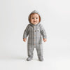 Checks Full Body Baby Boy Bodysuit- Grey