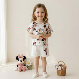 Pretty Minnie Mouse Girls Short Set - White