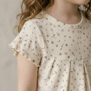 All Over Floral Print Girls Pajama Set - Cream